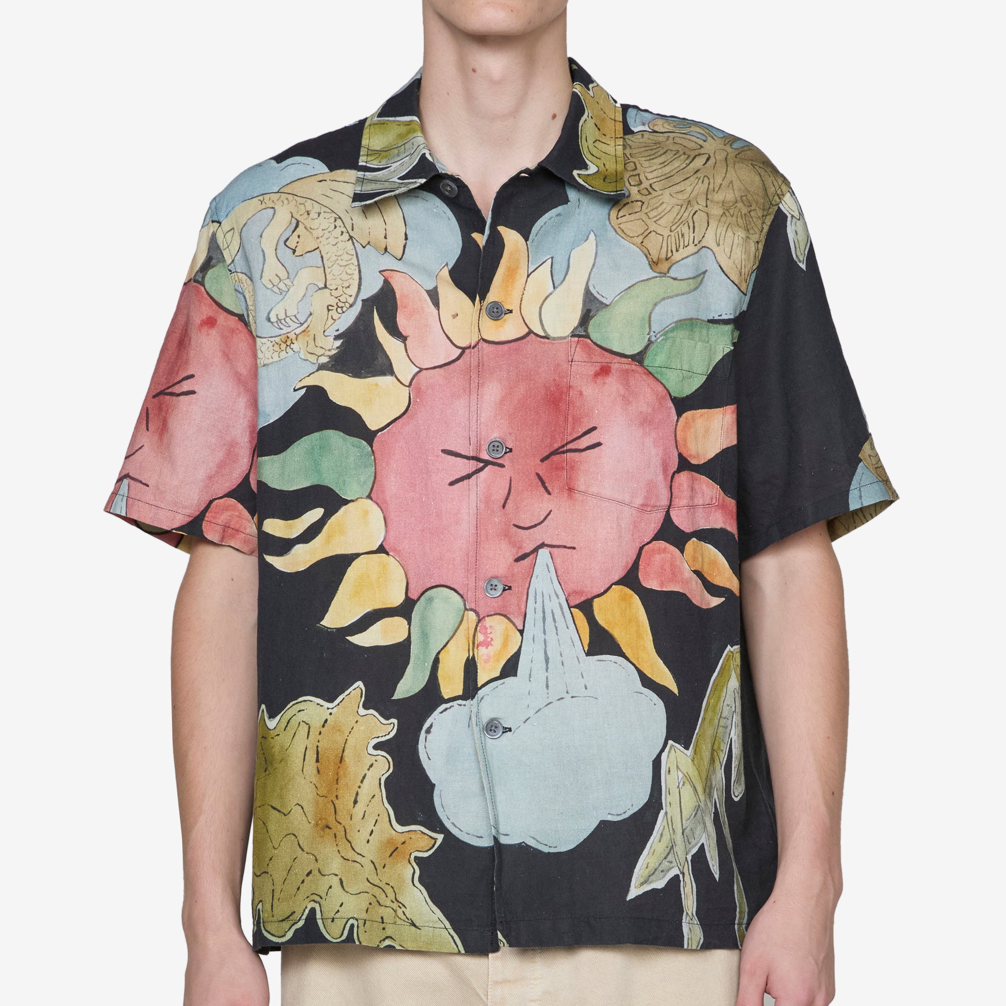 Box Shirt Short Sleeve with Solar Power Print - Stylish Casual Wear for Outdoor Activities and Summer Fashion