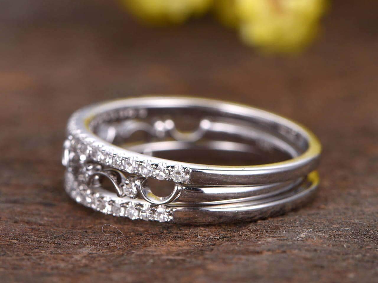 0.75 Carat 3-Piece Wedding Ring Set - 18k Gold Plated Anniversary Band & Stackable Rings for Women - Perfect for Bridal Jewelry, Engagement Gift & Couple's Wedding Bands