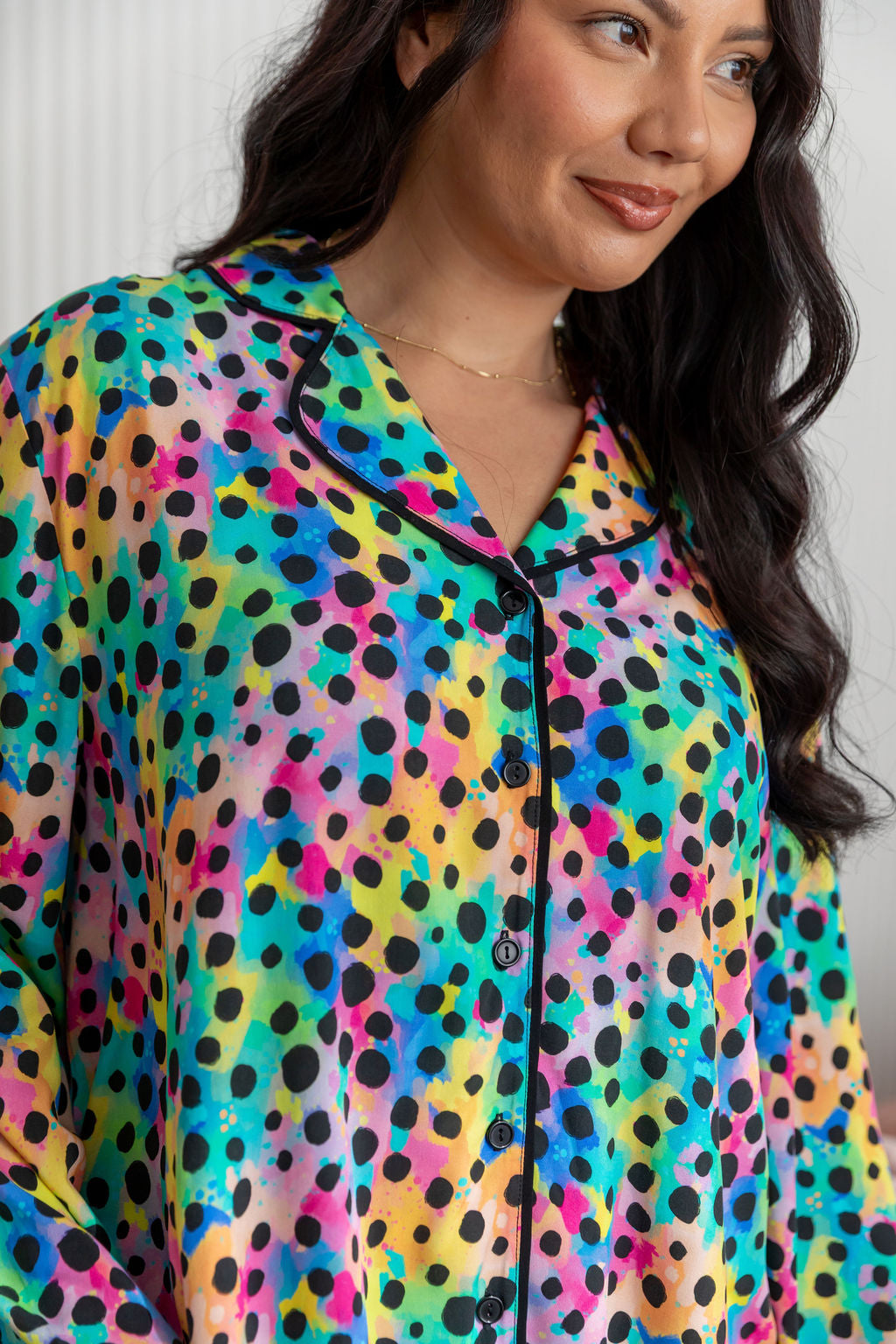 Kasey Rainbow Sundown Long Sleeve Nightie - Rainbow Cheetah Print Sleepwear for Women | Perfect for Cozy Nights & Loungewear