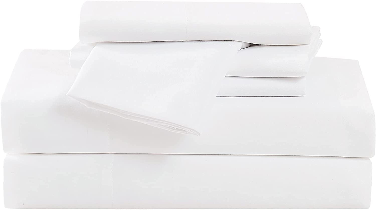 CANNON Heritage Solid White Polyester 7-Piece Split King Sheet Set - Oeko-TEX Certified Hypoallergenic Bedding for Men & Women - Perfect for Master Bedrooms, Guest Rooms & Luxury Hotels