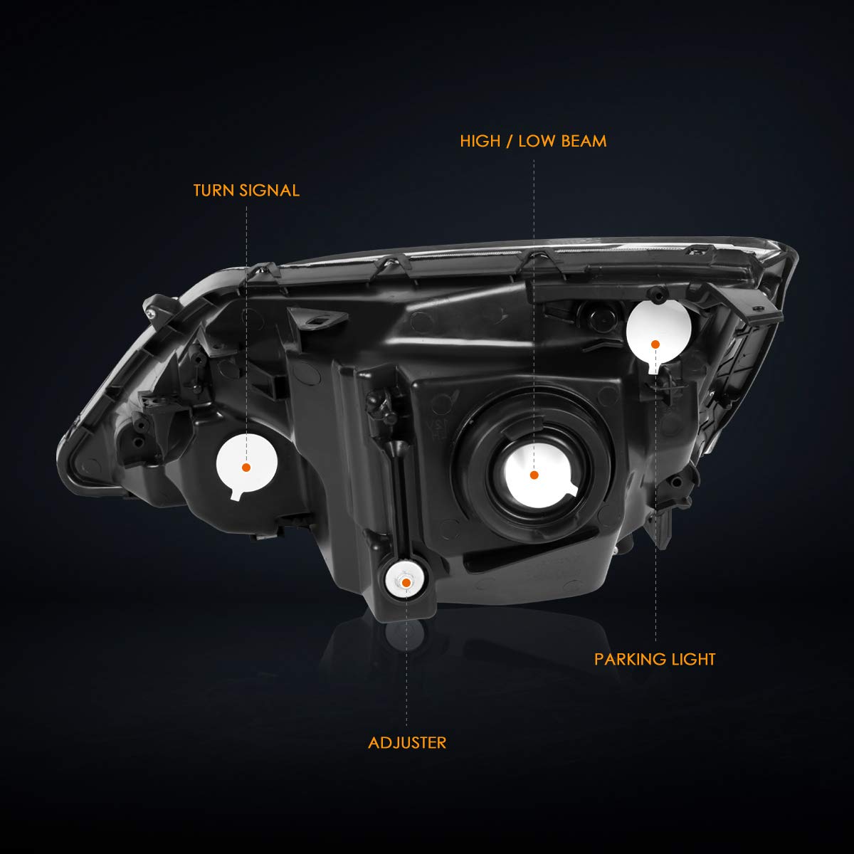 PM PERFORMOTOR Headlight Assembly Compatible with 2007-2011 Honda CRV - Pair of Replacement Headlamps with Smoked Lens & Clear Corner - Perfect for Night Driving & Off-Road Adventures
