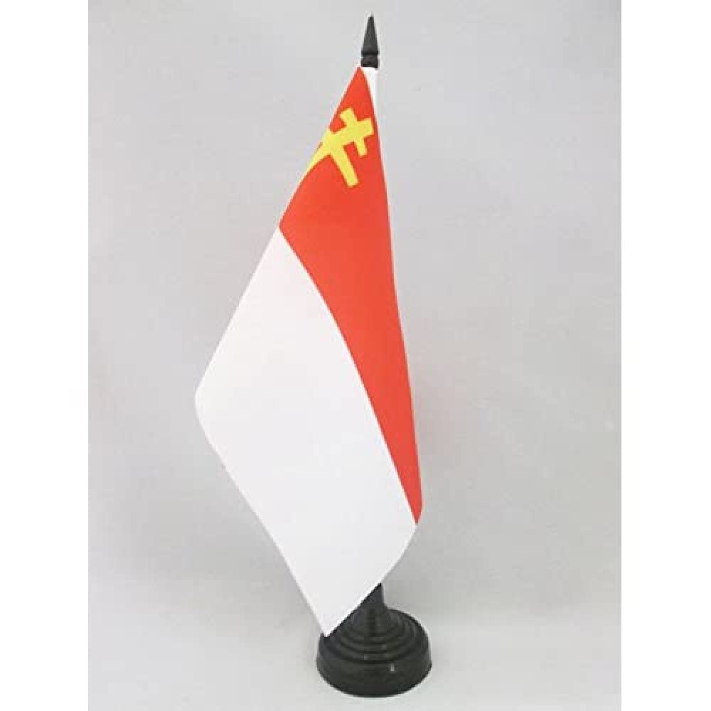 AZ FLAG Alsace-Lorraine Desk Flag 5'' x 8'' (21x14cm) - Mini Table Flag with Black Plastic Pole & Base - Perfect for Office Decor, Historical Displays & European Culture Enthusiasts