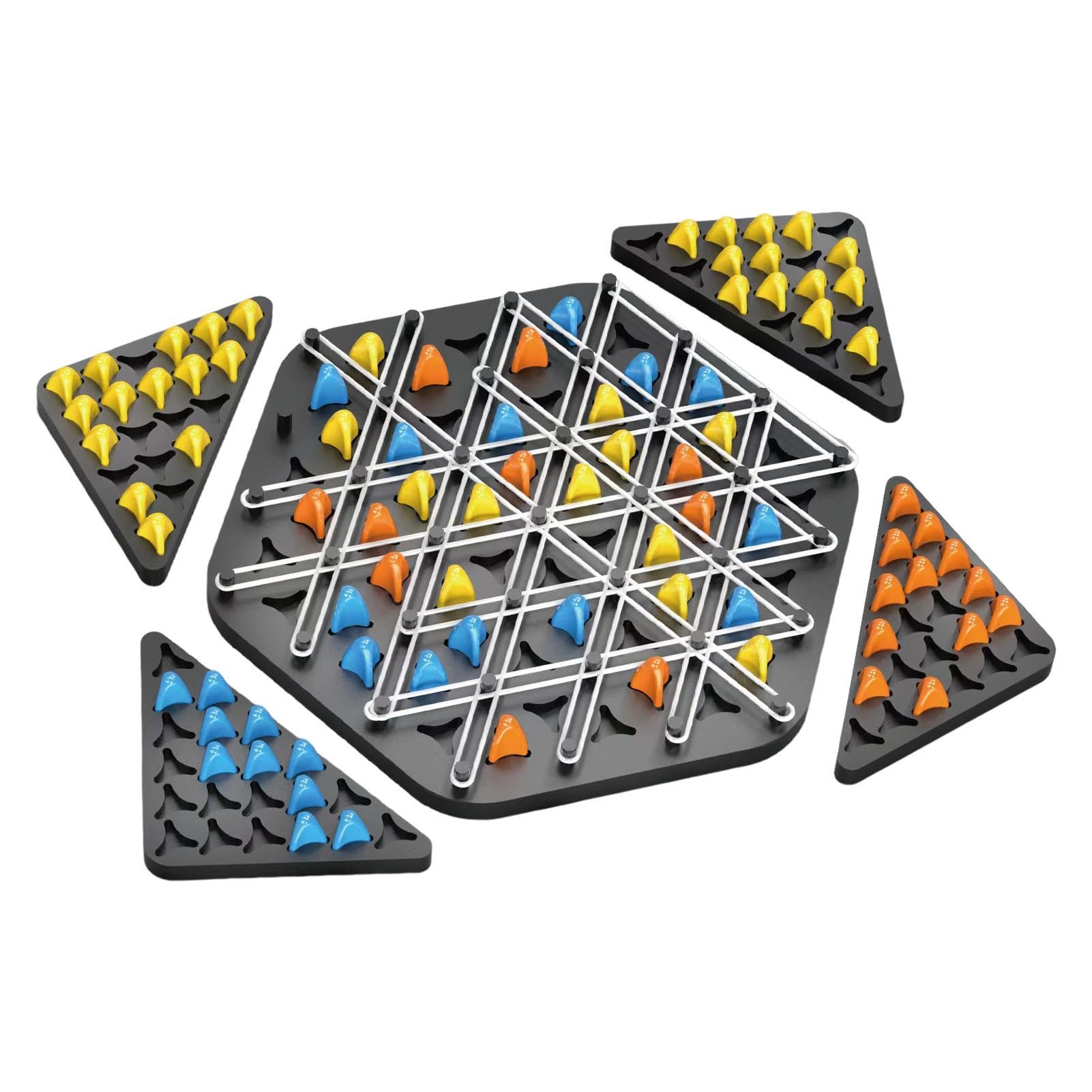 Triggle Game - Chain Triangle Strategy Board Game for 2-4 Players, ABS Plastic Peg Game with Elastic Bands, Fun Family Party & Travel Game for Adults and Kids - Perfect for Game Nights, Road Trips and Classroom Activities