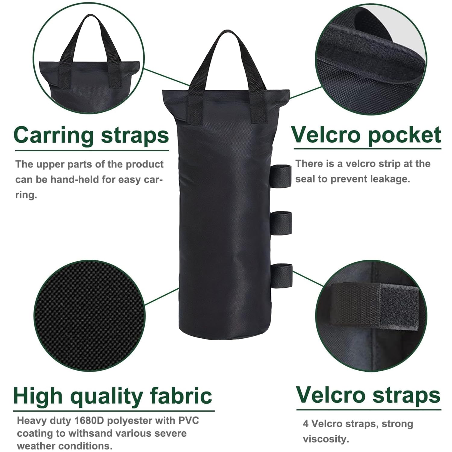 Heavy Duty Canopy Weights Set - Sand Bags for Pop Up Canopy Tents & Gazebos - Secure Outdoor Event Tent Leg Weights (Sand Not Included) - Perfect for Weddings, Markets & Beach Parties