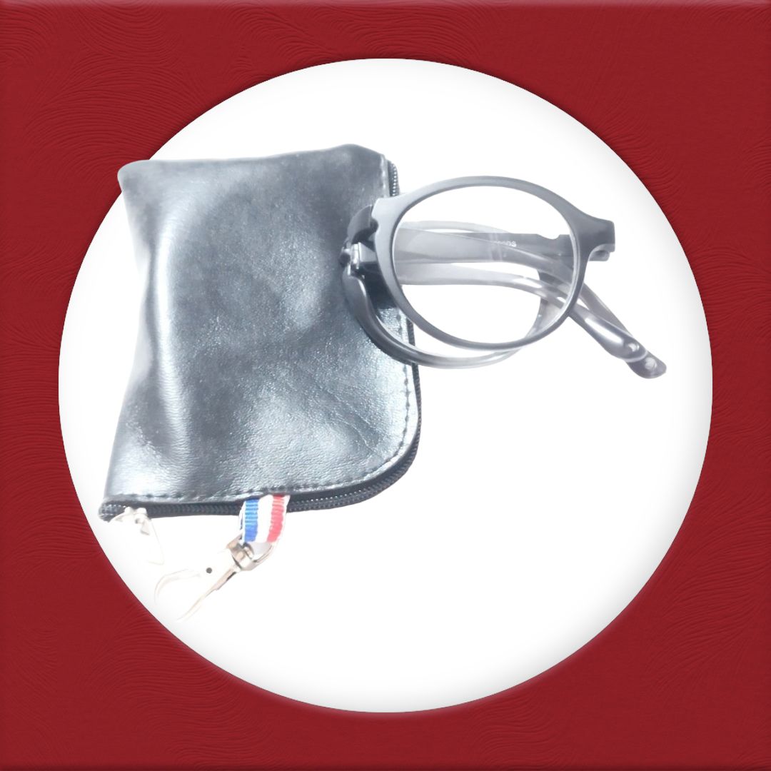 Round Folding Reading Glasses with Zip Pouch - Compact & Portable Reading Eyewear for Men & Women - Perfect for Travel, Reading, and Everyday Use