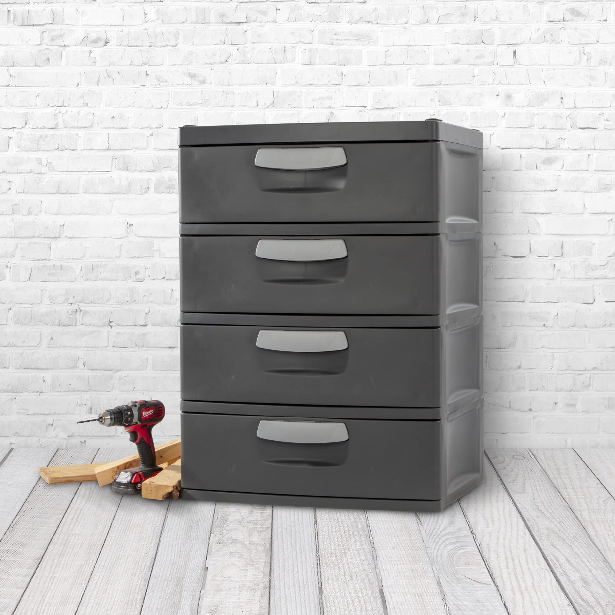 4-Drawer Plastic Storage Unit - Flat Gray | Compact Organizer for Home, Office & Closet Organization