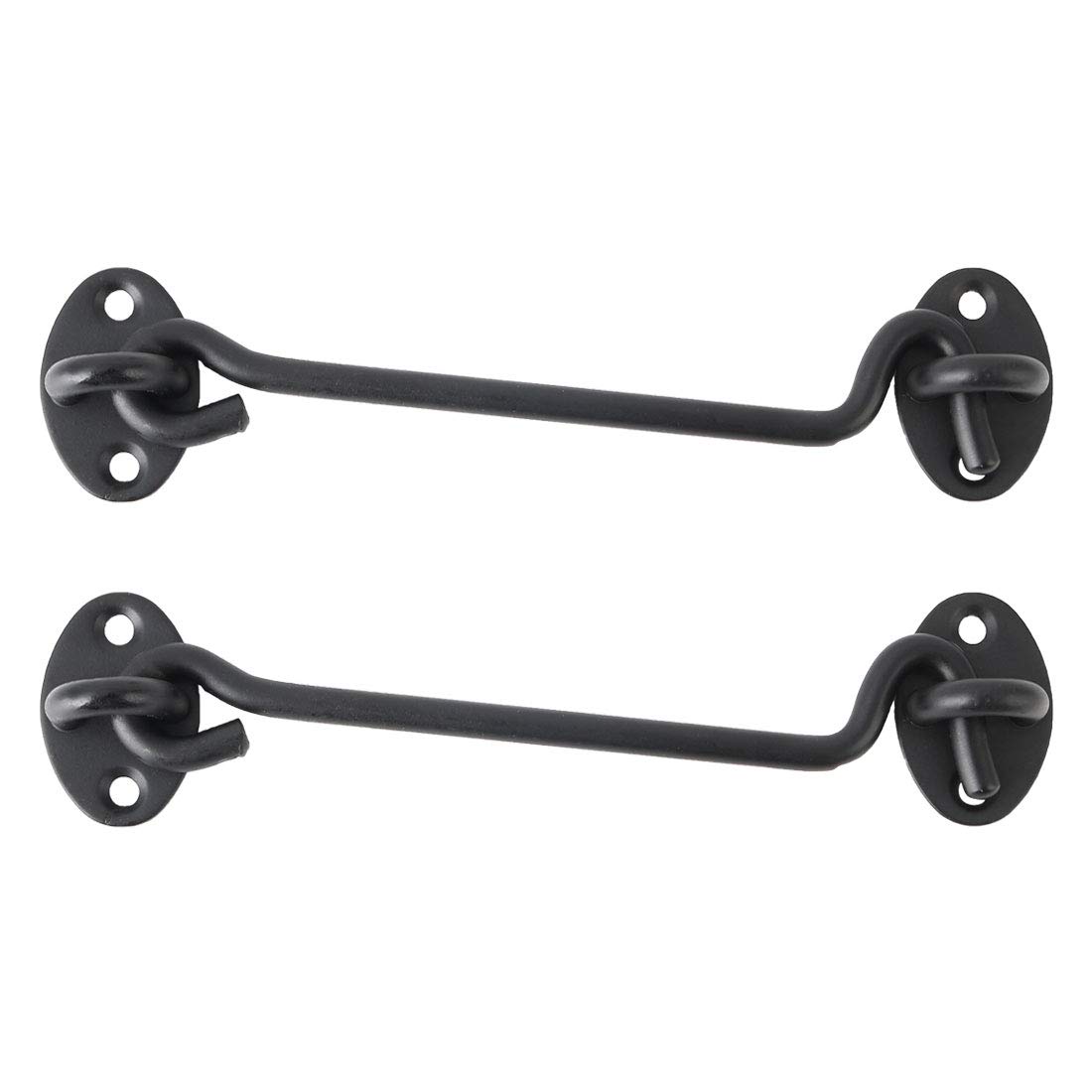 uxcell 8 Inch Stainless Steel Cabin Hook with Screws - Black Eye Latch Privacy Hook for Doors, Gates, Windows, Shutters, Barns & Sheds (2 Pack) - Secure Sliding Doors & Enhance Privacy