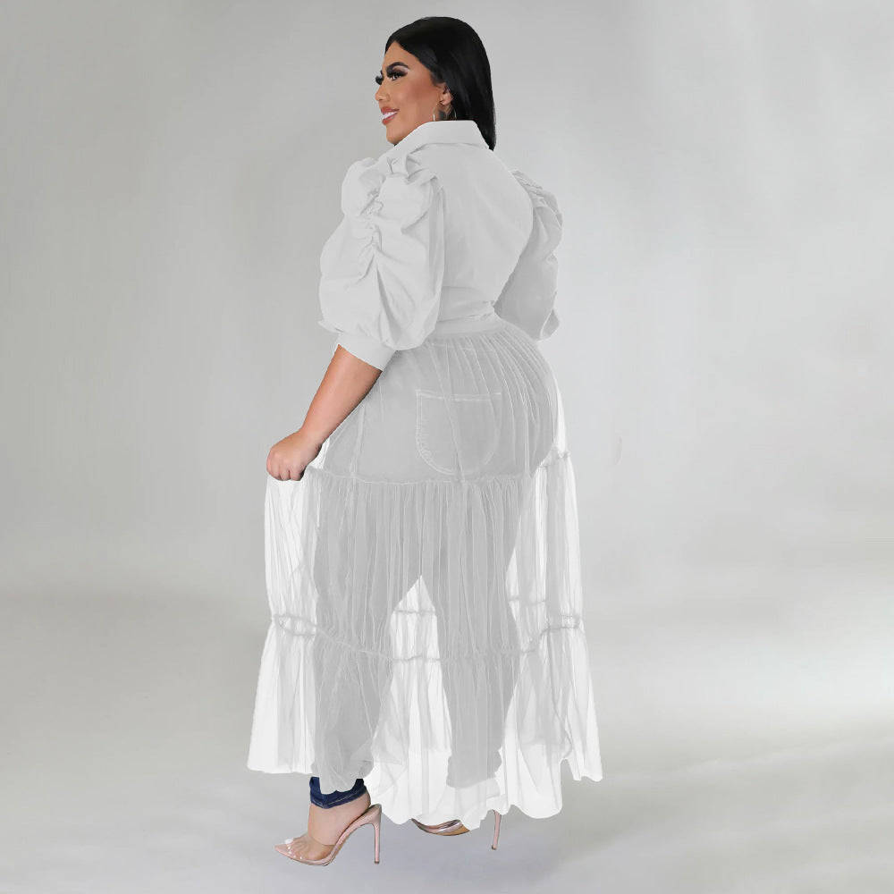 Sexy Plus Size Mesh See-Through Dress with Strap - Perfect for Night Out, Club Wear & Party Outfits
