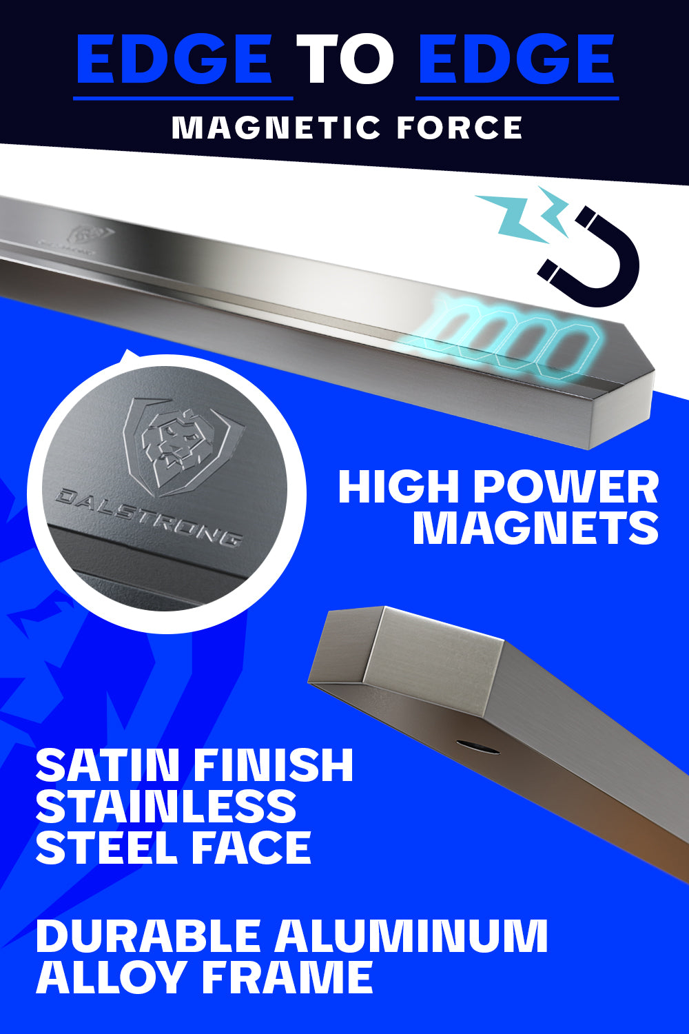 Premium Stainless Steel Magnetic Knife Holder Bar - Strong Wall Mount Knife Storage for Kitchen | Dalstrong © - Perfect for Chefs, Home Cooks & Professional Kitchens