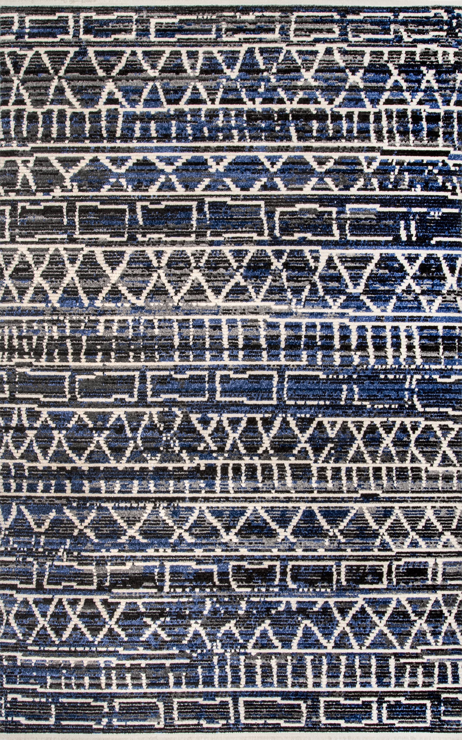 Chance Geometric Banded Rug - Blue Modern Area Rug for Living Room, Bedroom & Office Decor