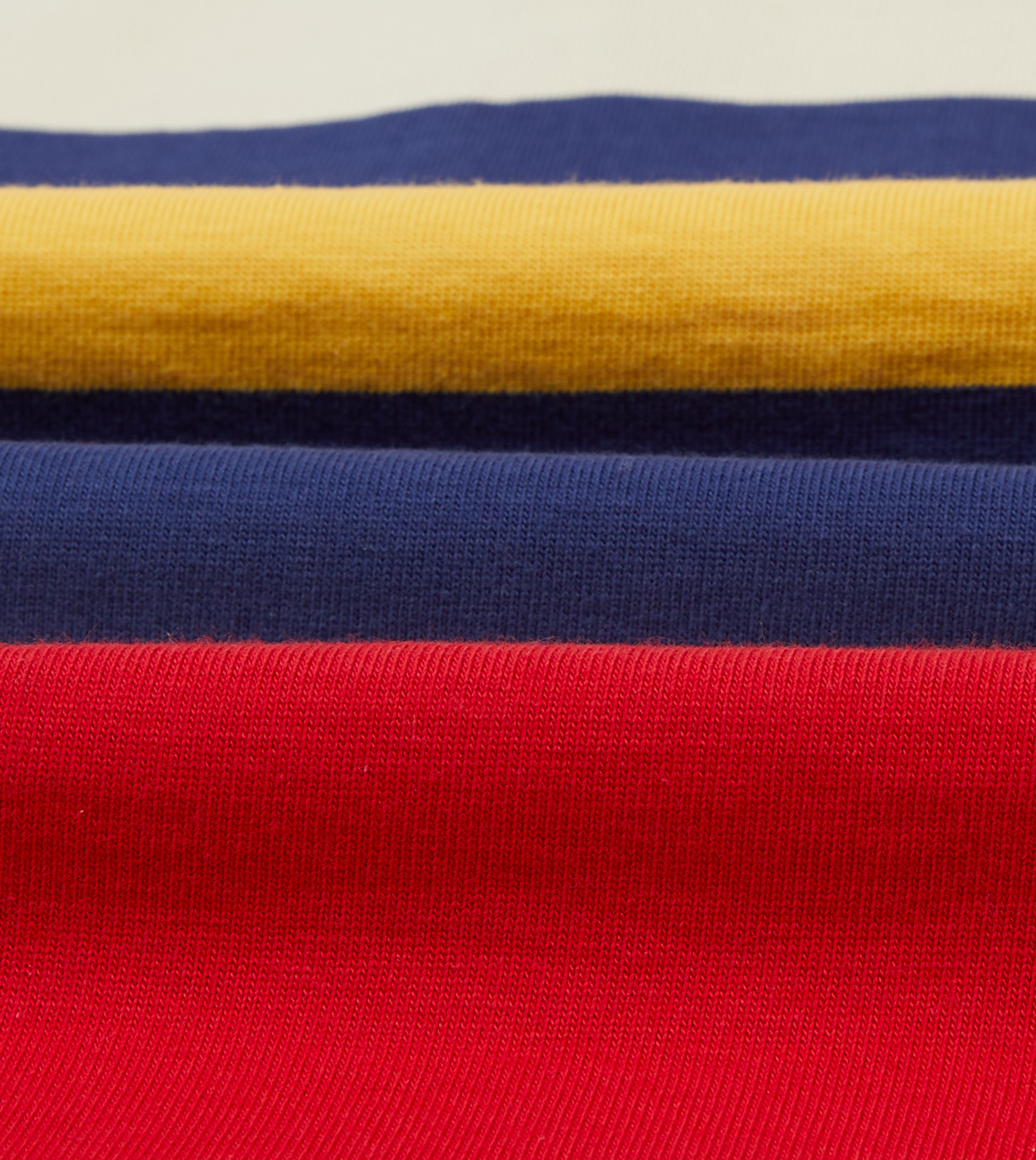 Men's Red, Yellow & Navy Striped Cotton Rugby Shirt - Classic Casual Sporty Polo for Rugby, Golf & Outdoor Activities