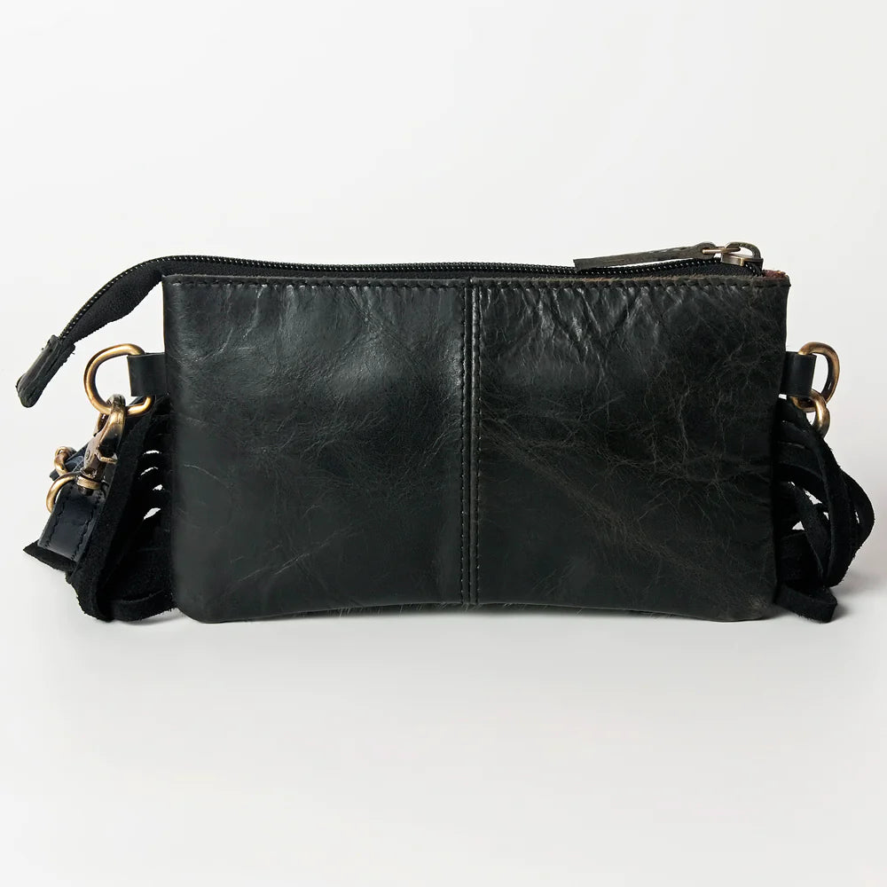 American Darling Genuine Leather Black & White Tooled Purse for Women - Western Cowgirl Handbag for Everyday Use & Special Occasions