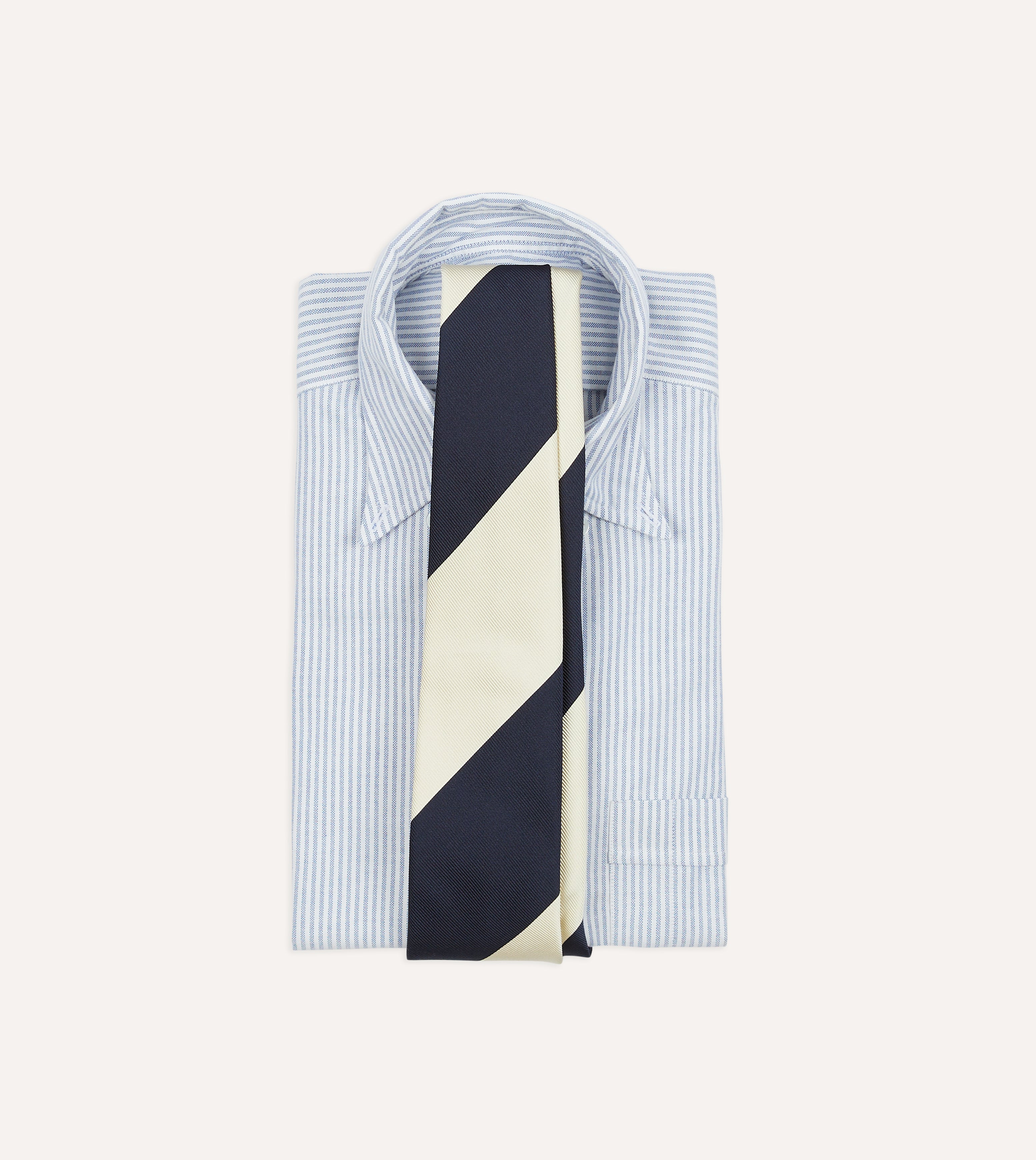 Navy and White Striped Silk Tie - Classic Dual Block Stripe Design for Men - Perfect for Business, Weddings & Formal Occasions