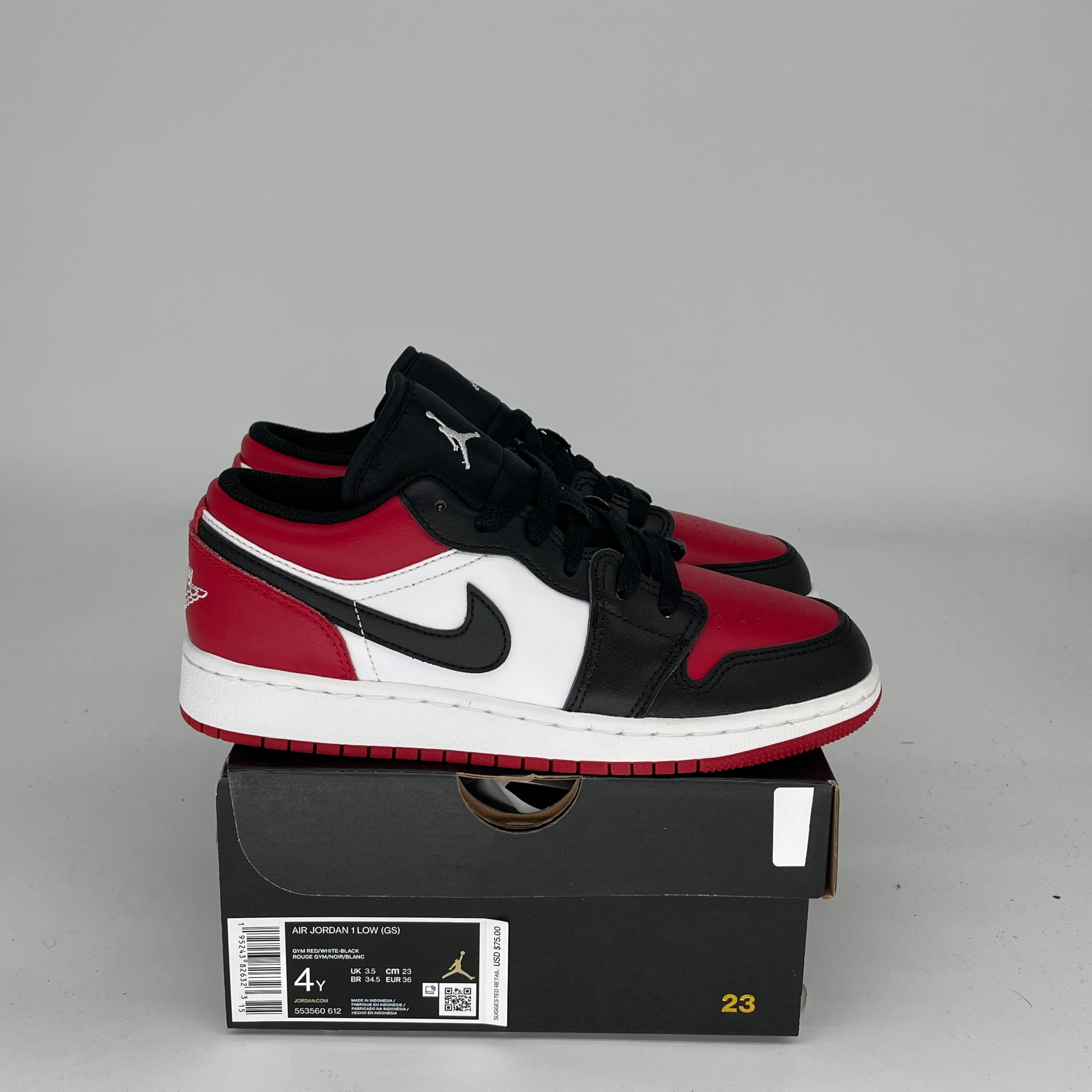 AIR JORDAN 1 BRED TOE Basketball Shoes for Kids Size 4Y - Style 553560-612 | Retro High Top Sneakers for Boys, Girls Sports & Casual Wear