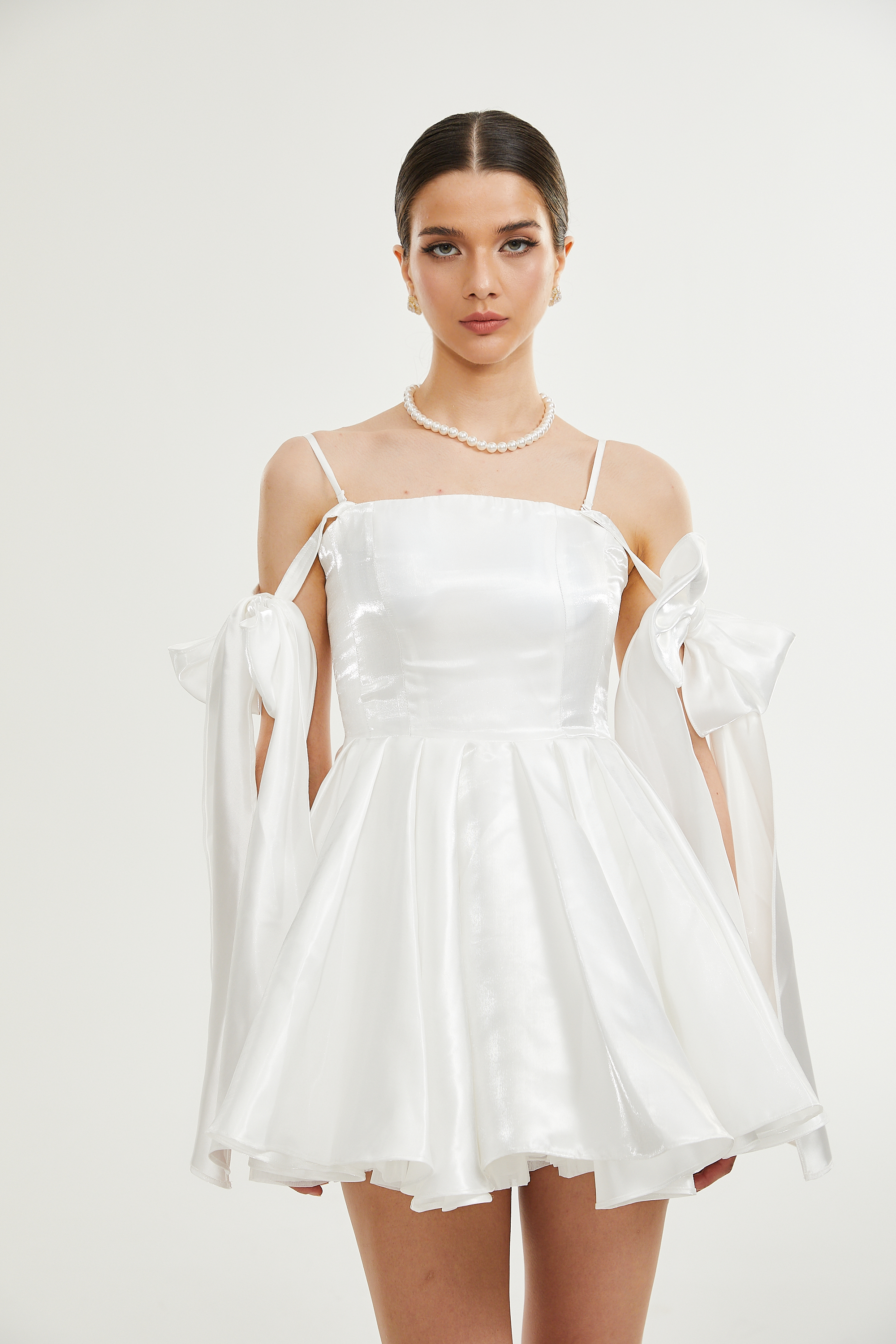 Catiana Bow Detail Flared Dress - Elegant Women's Party & Wedding Guest Dress for Special Occasions