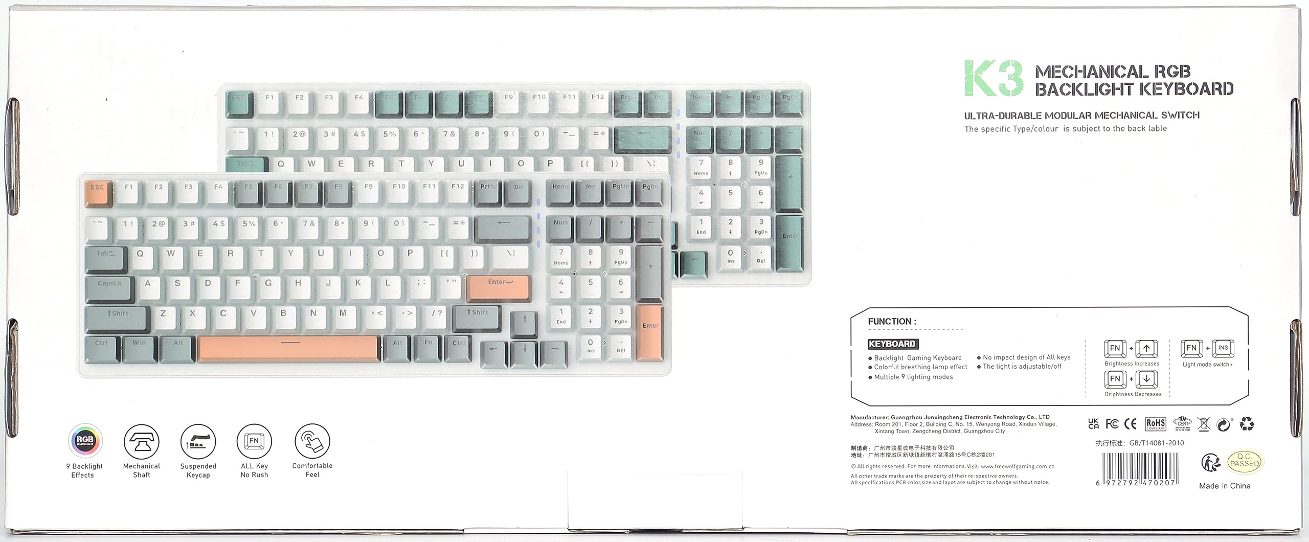 K3 PRO RGB Mechanical Gaming Keyboard - 96% Compact, Red Switch for PC/Mac/Xbox Gamers - Perfect for Esports & Office Use