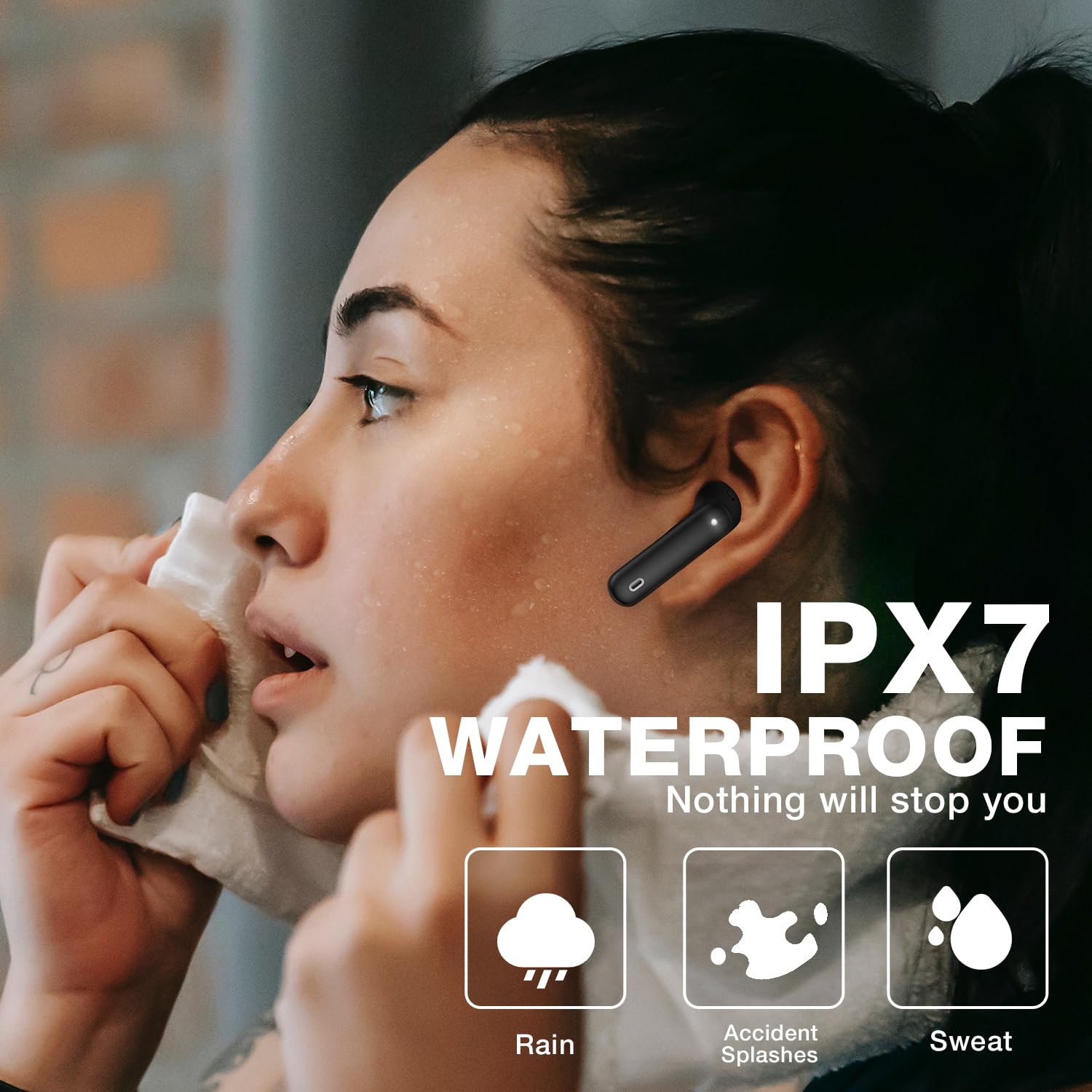 A40 Pro Wireless Bluetooth Earbuds with 50Hrs Playtime, Active Noise Cancellation Mic & Charging Case - IPX7 Waterproof Stereo Sound Earphones for iPhone Android (Perfect for Workouts, Commuting & Travel)