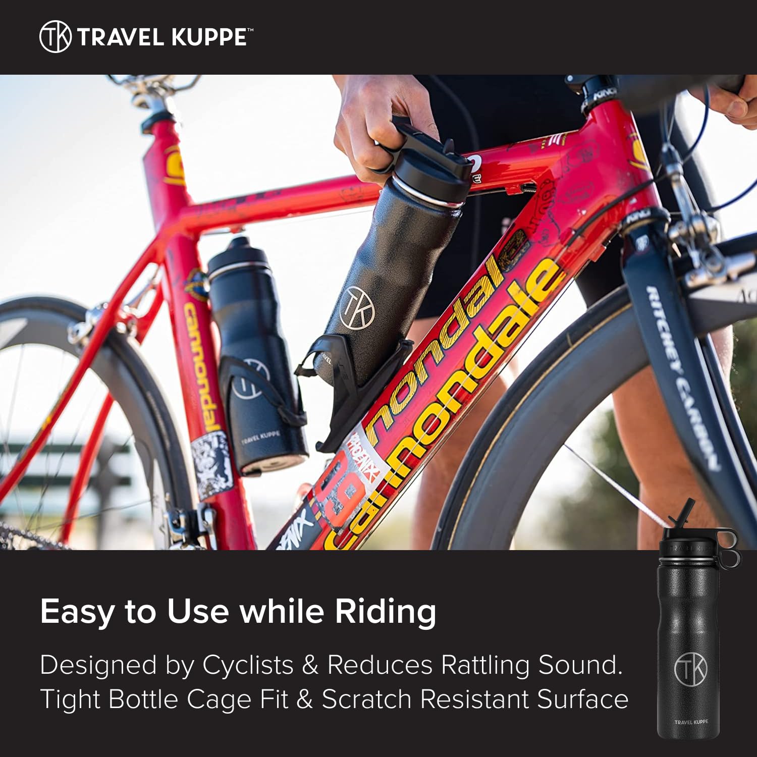 Vacuum Insulated Stainless Steel Water Bottle for Cycling & Sports - Leak Proof, Double Wall, Includes Straw & Sip Lid - Perfect for Hiking, Gym & Outdoor Activities