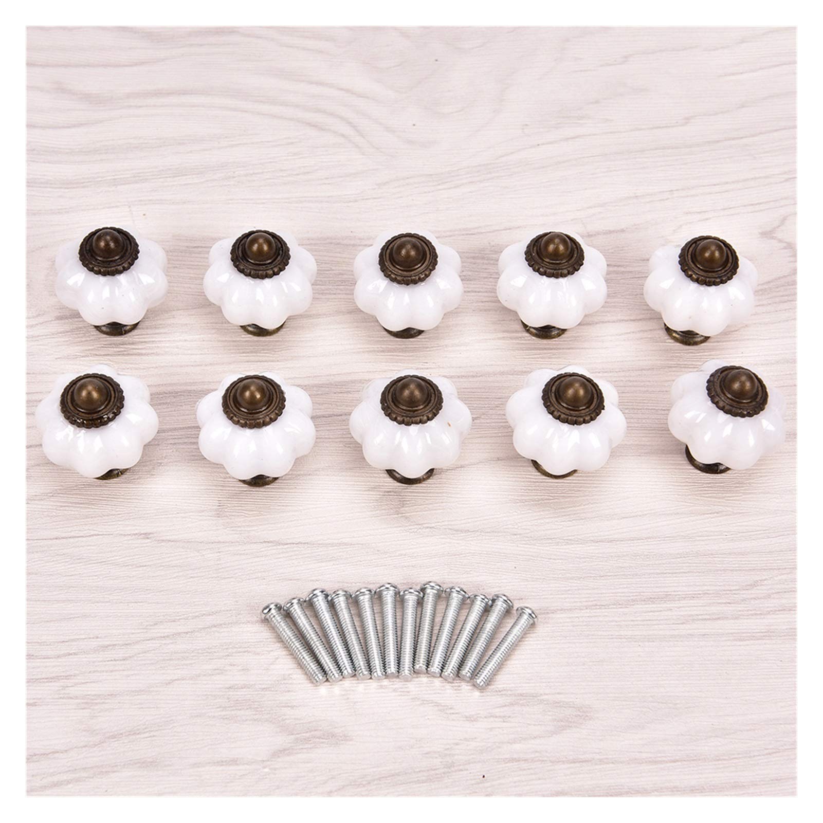 Vintage Ceramic Cabinet Handles - 10pcs Pumpkin Style Drawer Pulls for Wardrobe, Cupboard & Kitchen - Retro Hardware for Furniture & Cabinetry - Perfect for Home Renovation & DIY Projects