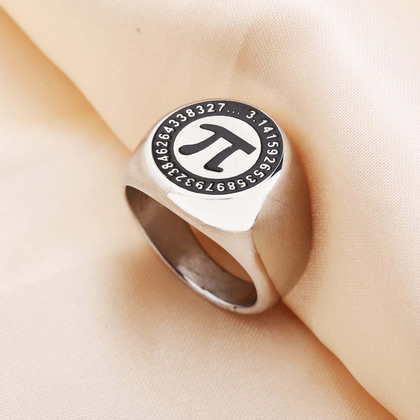 Pi Symbol Ring - 3.14 Math Sign Jewelry for Math Teachers & Lovers - Perfect Birthday Gift for Friends & STEM Enthusiasts - Great for Classrooms, Graduations & Nerdy Fashion Statements