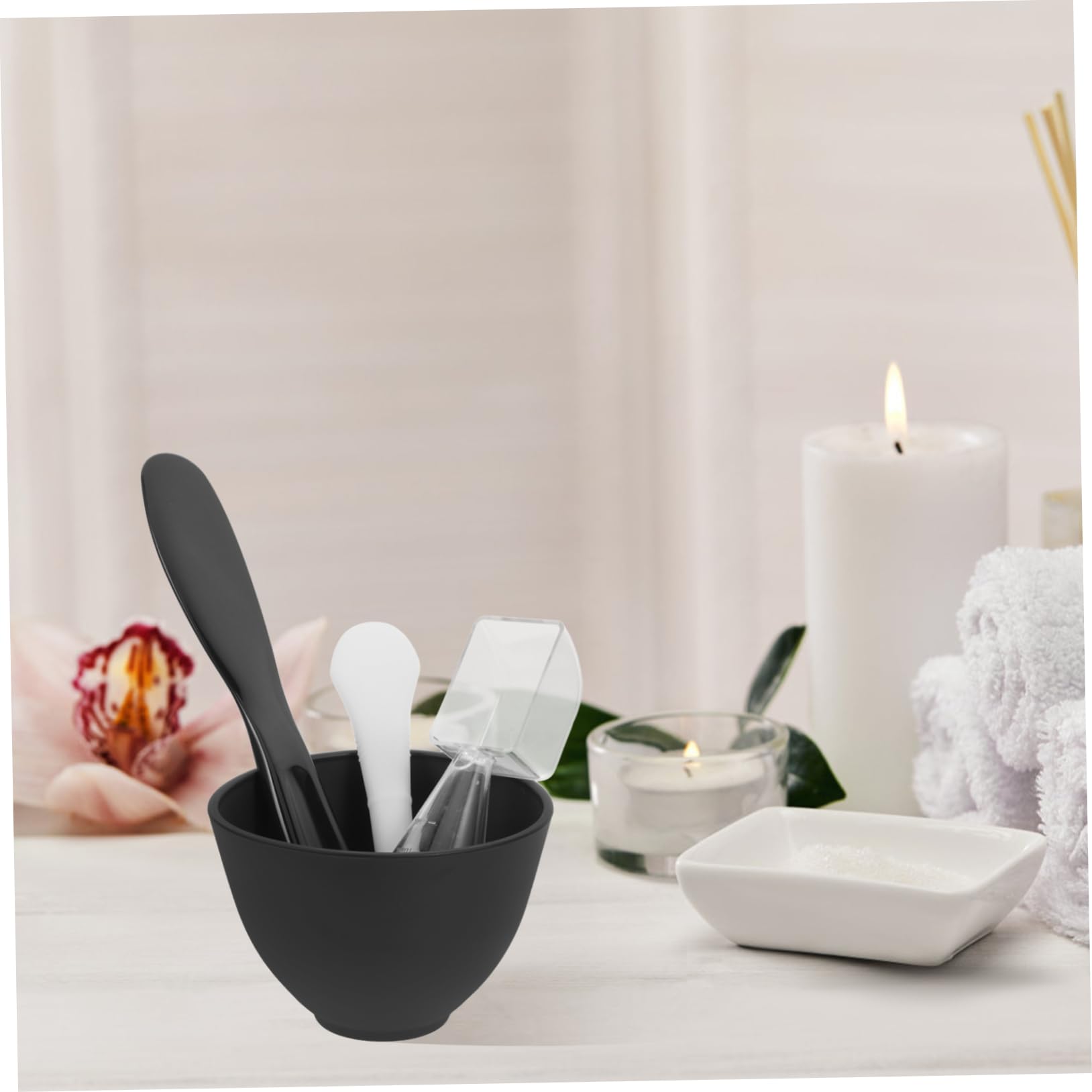 Professional Silicone Facial Mask Mixing Bowl Set - DIY Spa Tool for Homemade Skincare, Black Mask Applicator & Bowl - Perfect for At-Home Facials & Beauty Treatments