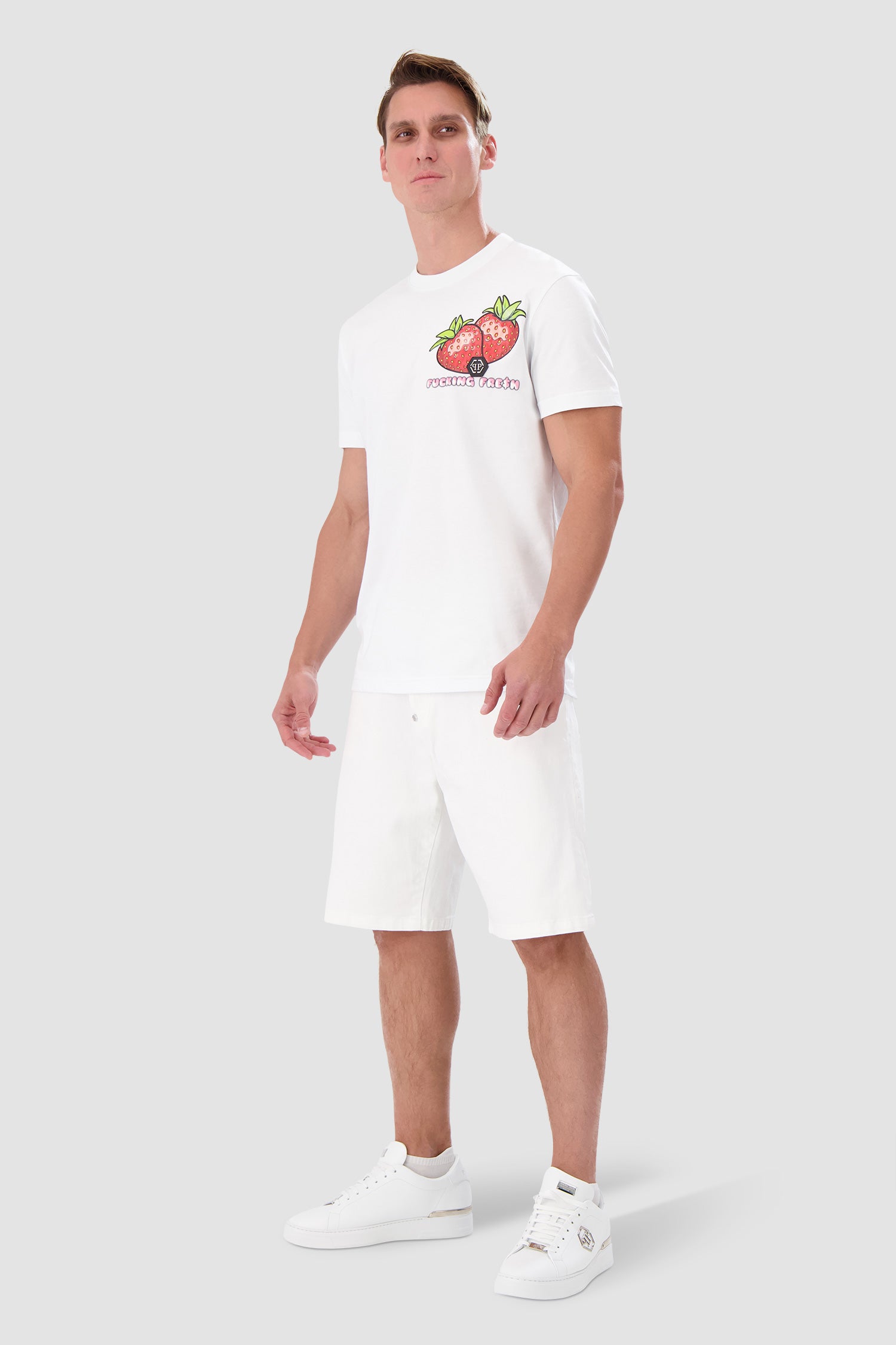 Philipp Plein White Denim Formentera Fit Shorts for Women - High Waisted Distressed Denim Shorts | Beach, Party & Summer Fashion Outfits