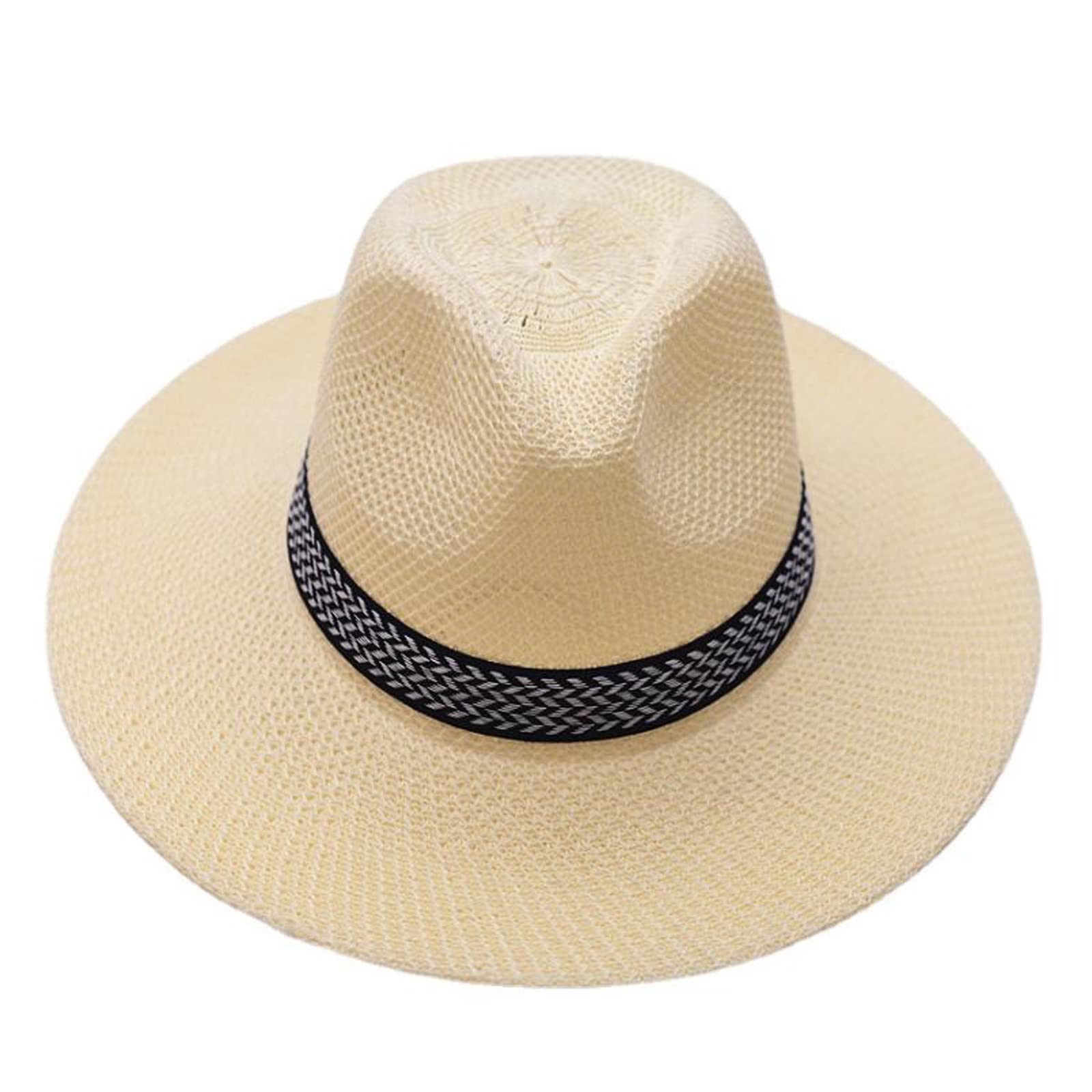 Men's Summer Sun Hat - Breathable Straw Fisherman Bucket Hat for Middle Aged & Elderly - UV Protection Beach Hat for Outdoor, Fishing, Gardening & Travel
