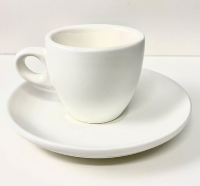 Premium Opaca White Espresso Cup & Saucer Set - 3oz Porcelain Coffee Cups for Espresso, Cappuccino & Latte - Elegant Home & Cafe Use