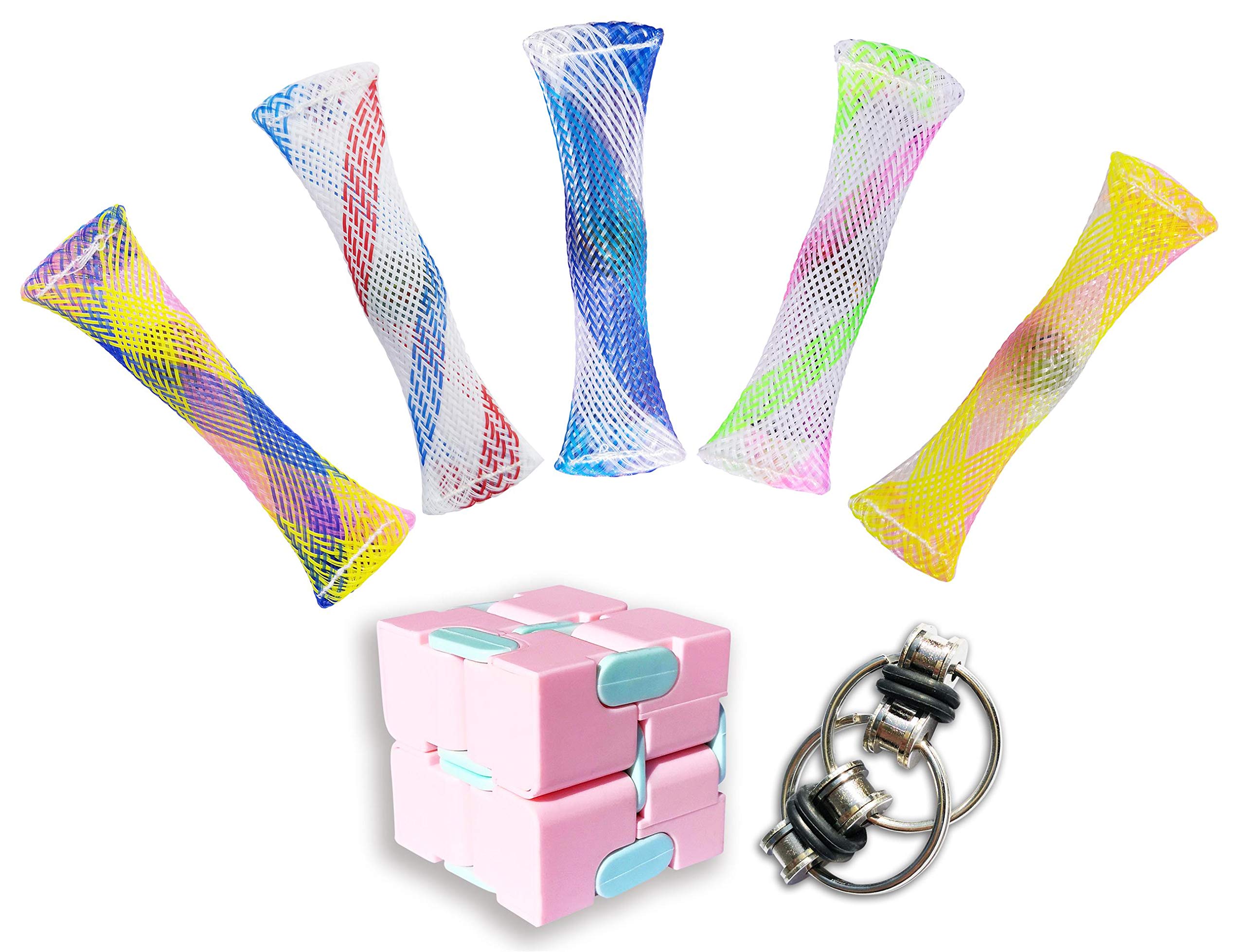 Oxe Fidget Toys Set - 7-Piece Stress Relief & Anti-Anxiety Toys for Kids & Adults - Flippy Chain, Marble Mesh, Infinity Cube - Perfect for ADHD, Focus, Office & Classroom Use