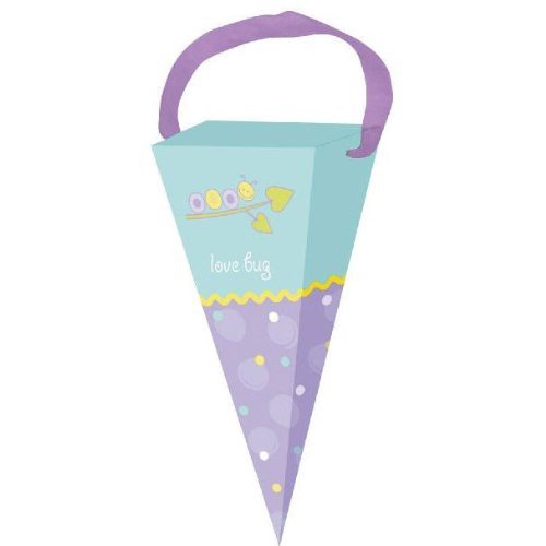 Creative Converting Love Bug Baby Shower Cone-Shaped Favor Boxes - Pack of 6 | Adorable Baby Shower Party Favors & Gift Boxes for Boy or Girl | Perfect for Baby Showers, Gender Reveals & Birthday Celebrations