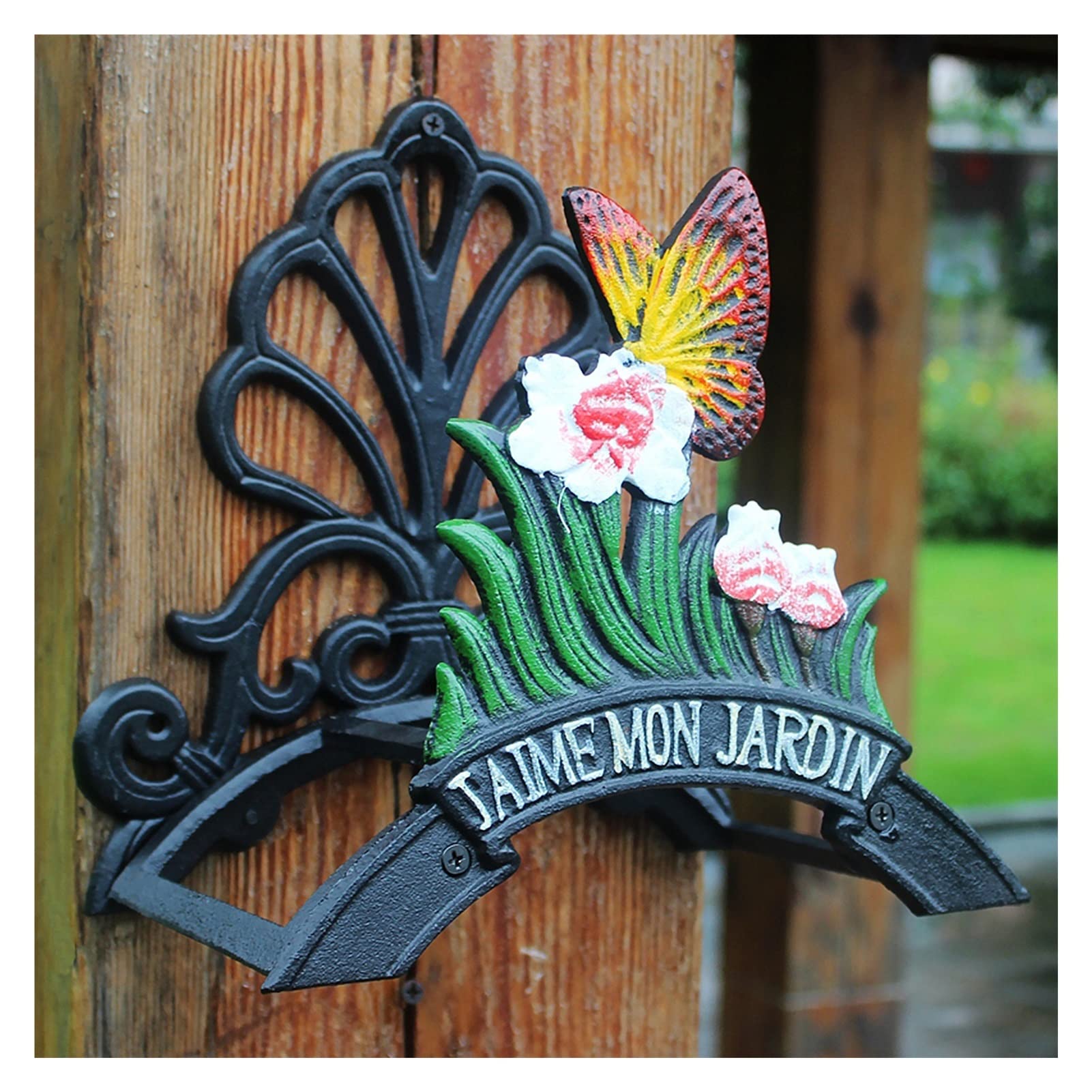 Cast Iron Butterfly Wall Mounted Garden Hose Holder - Outdoor Yard Water Pipe Organizer (25x18.7x27.2cm) - Perfect for Patio, Lawn & Garden Storage