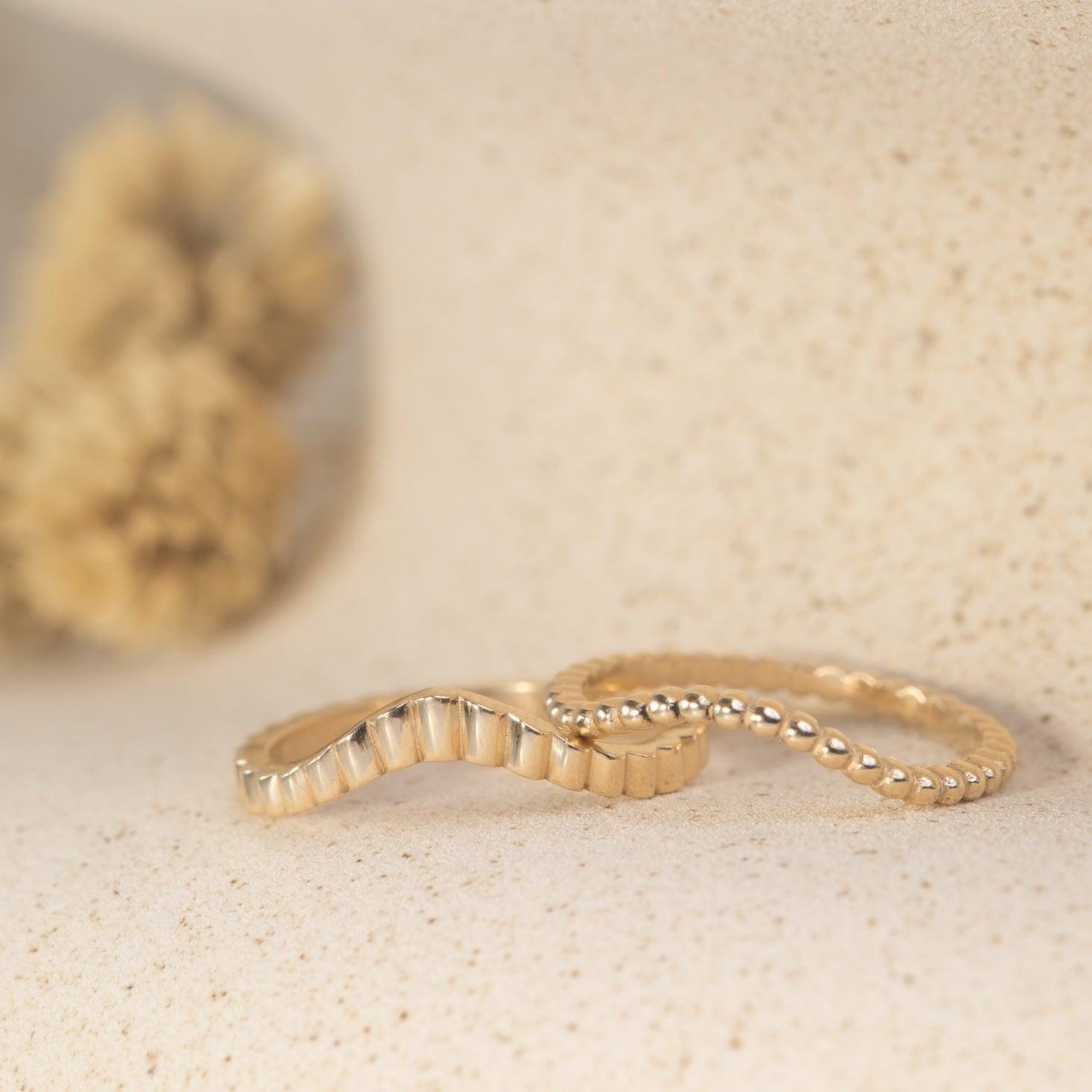 14K Gold Contour Band Ring - Elegant & Dainty Jewelry for Women | Perfect for Stacking, Everyday Wear & Special Occasions