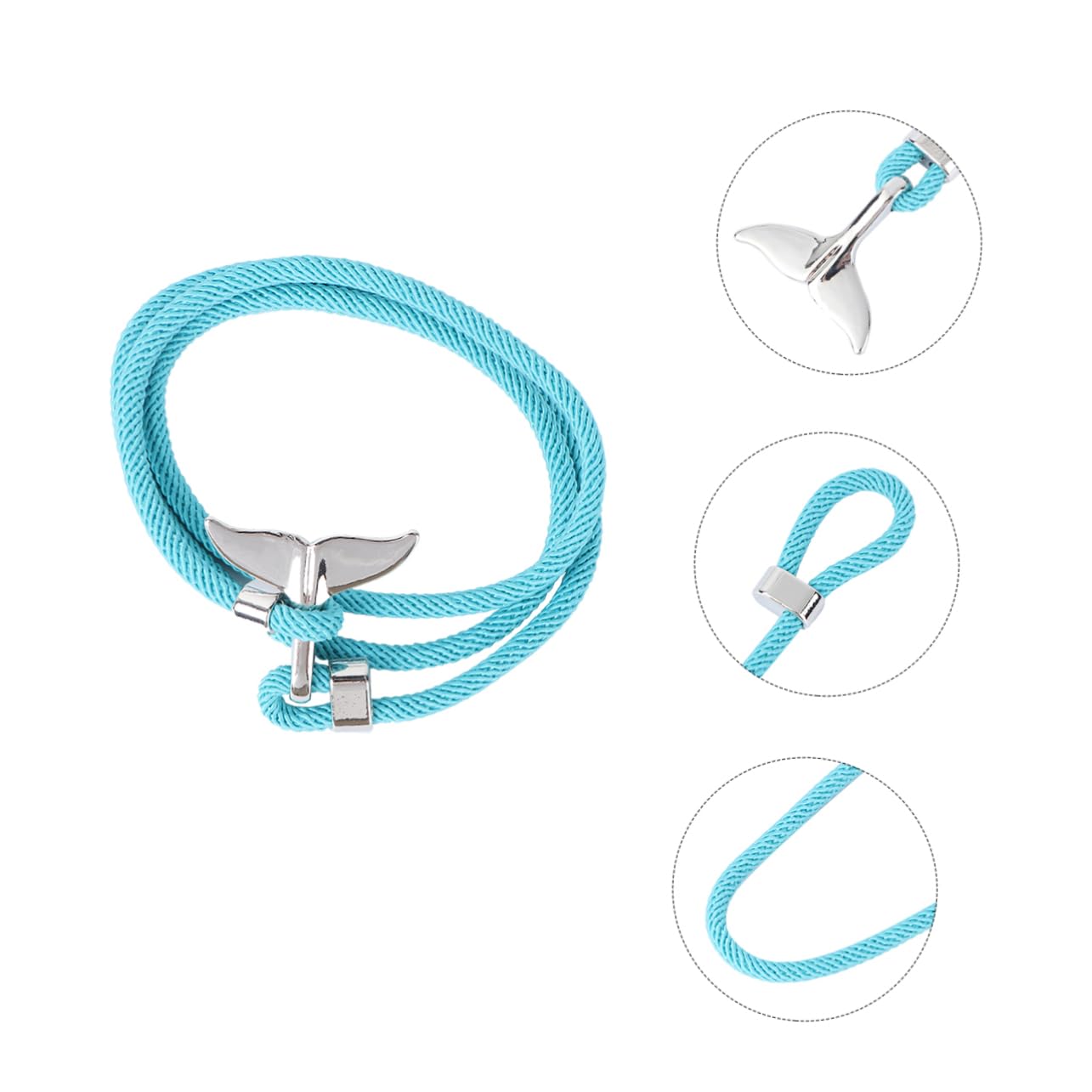 Whale Tail Bracelet Set of 2 - Nautical Rope Bracelets with Mermaid Tail Charm, Silicone Marine Bracelets for Women, Simple Boho Style Bangle - Perfect for Beach Vacation, Summer Accessories, and Ocean Lover Gifts
