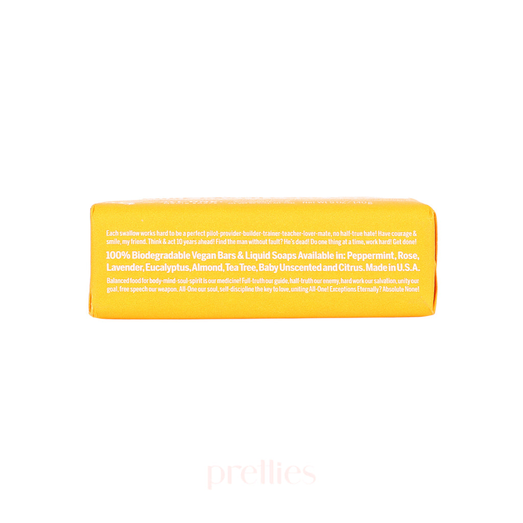 Dr. Bronner's Organic Citrus Bar Soap - 140g, All-in-One, Vegan, Fair Trade, for Face, Body & Hair - Perfect for Travel, Gym & Eco-Friendly Home Use