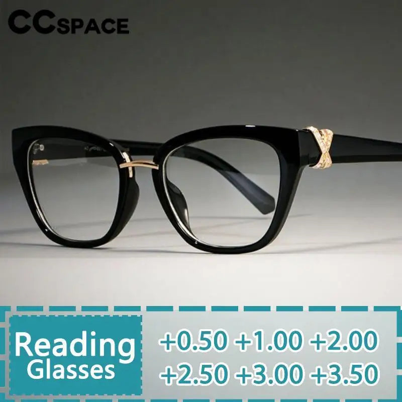CCspace Women's Full Rim Cat Eye Polycarbonate Reading Glasses R45605 - Fashionable +1.00 to +3.50 Magnification for Reading, Work & Computer Use