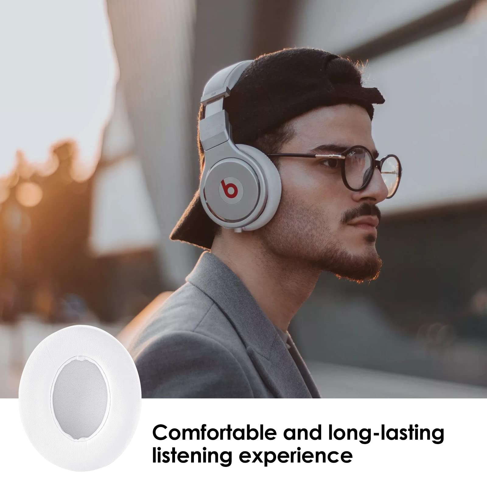 Premium Replacement Ear Pads for Beats Studio 3 Wireless Headphones (A1914) - Extra Thick Protein Leather Cushions, Noise Isolating Earpads - Perfect for Gaming, Workouts & Travel (White)