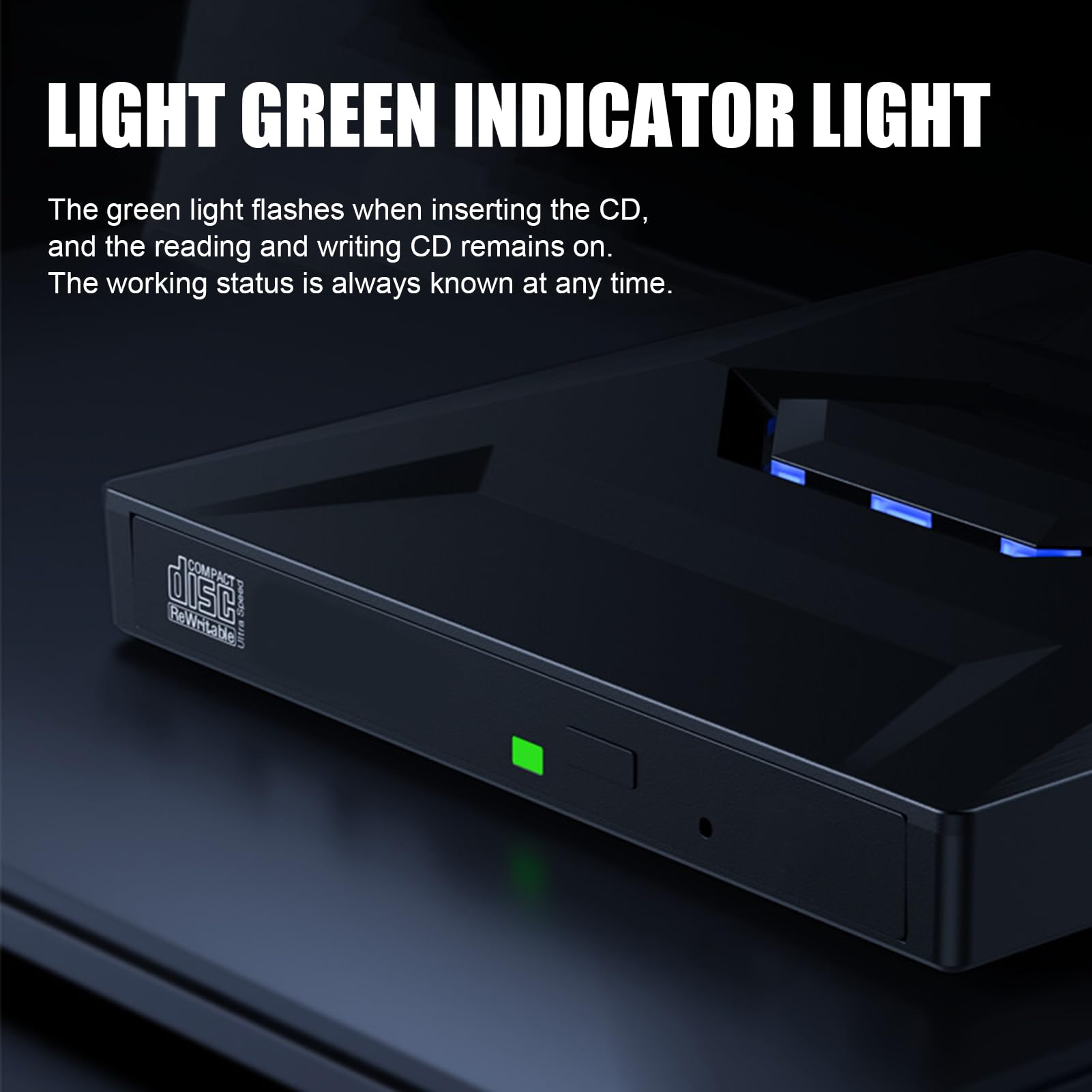 Visiblurry USB-C External Disk Drive for Laptop & Desktop | High-Speed Portable Disk Reader/Writer with Fast Data Transfer | Ideal for Work, Gaming, and Media Playback
