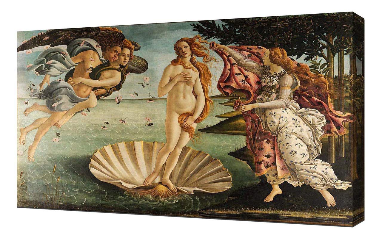 Botticelli The Birth of Venus Canvas Art Print - Premium Wall Decor Painting - Stretched Canvas Wrap for Living Room, Bedroom & Office