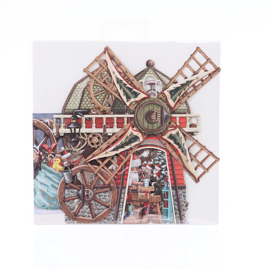 ME&MCQ Christmas Pop-Up Greeting Card - 3D Santa's Windmill Design for Holiday Wishes | Perfect for Xmas Gifts, Office Decor & Festive Celebrations
