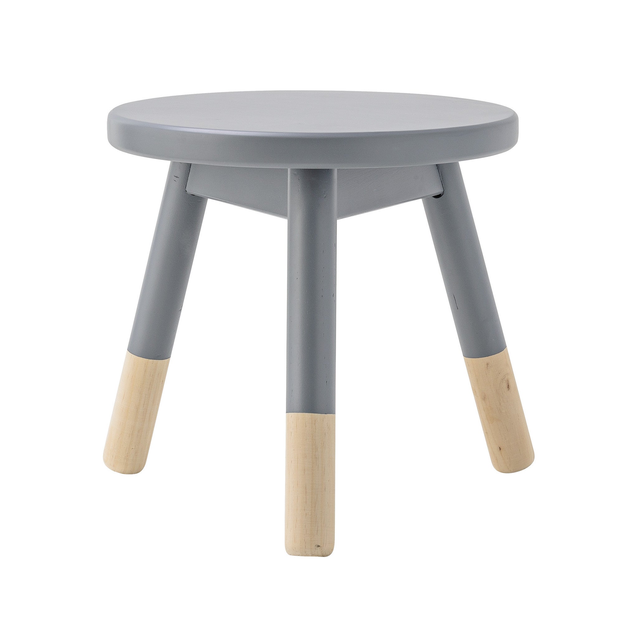 Bloomingville Cool Grey and Natural Wood Stool - Modern Home Decor for Living Room, Bedroom, or Outdoor Patio Seating