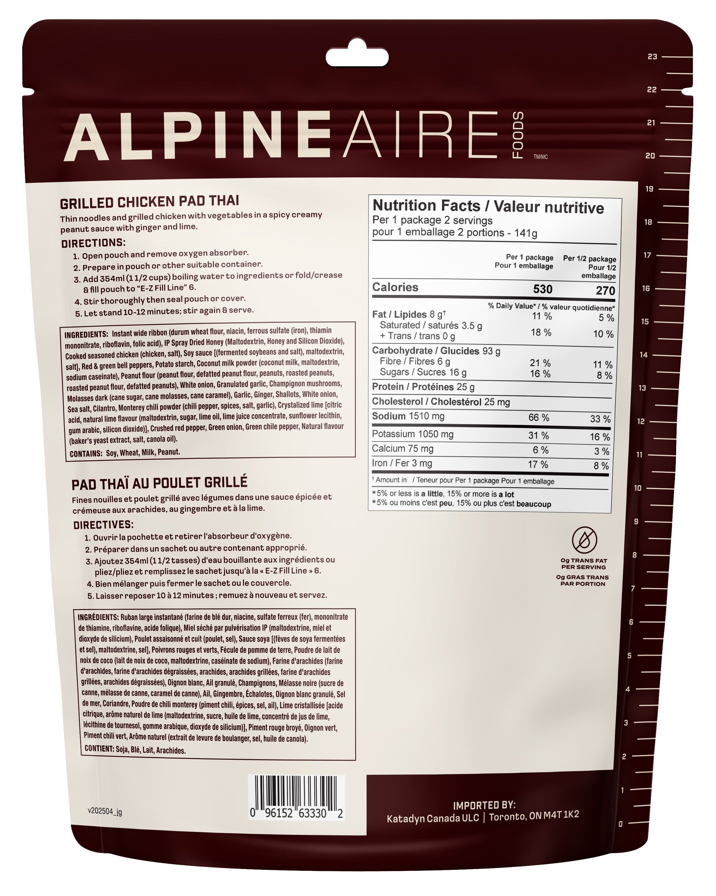 AlpineAire Freeze Dried Grilled Chicken Pad Thai - Lightweight Backpacking & Camping Meal, Emergency Food Supply, High Protein Gluten-Free Dinner