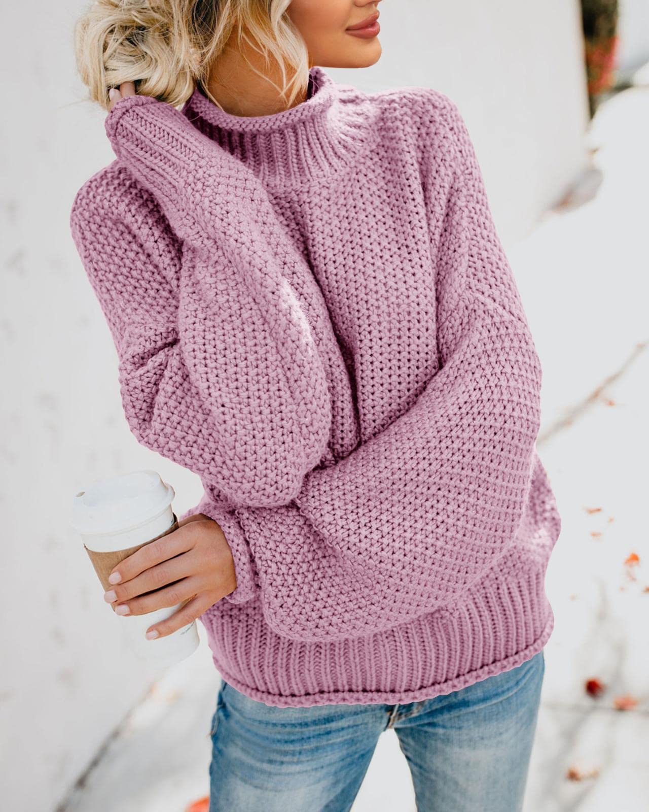 Saodimallsu Women's Oversized Turtleneck Sweater - Batwing Long Sleeve Chunky Knit Pullover Jumper for Fall & Winter | Casual Comfort, Office Wear, Date Night Outfits