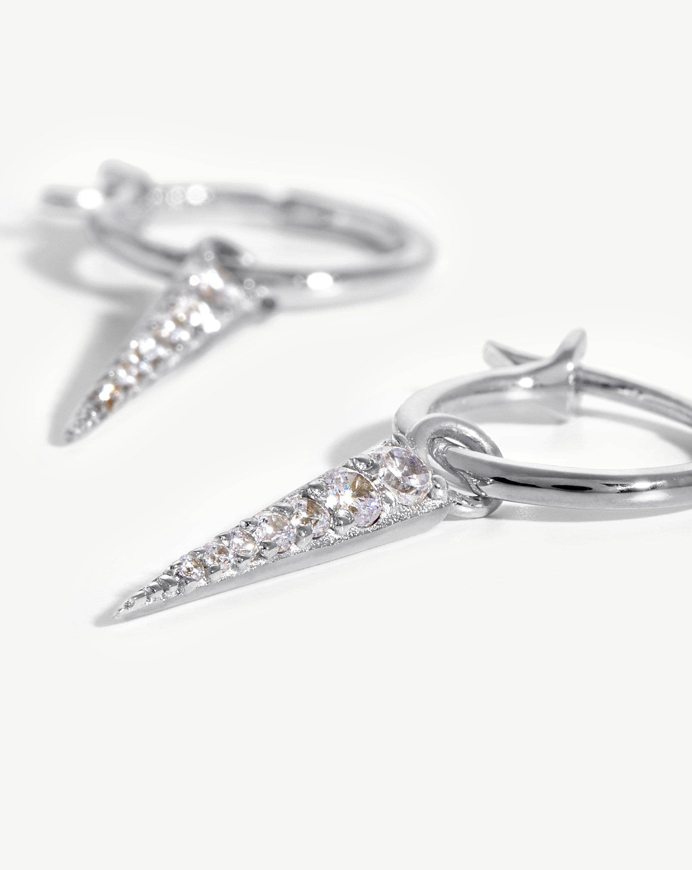 Small Pave Spike Charm Hoop Earrings for Women - Trendy Dainty Gold Plated Stud Earrings - Perfect for Parties, Date Nights & Everyday Wear