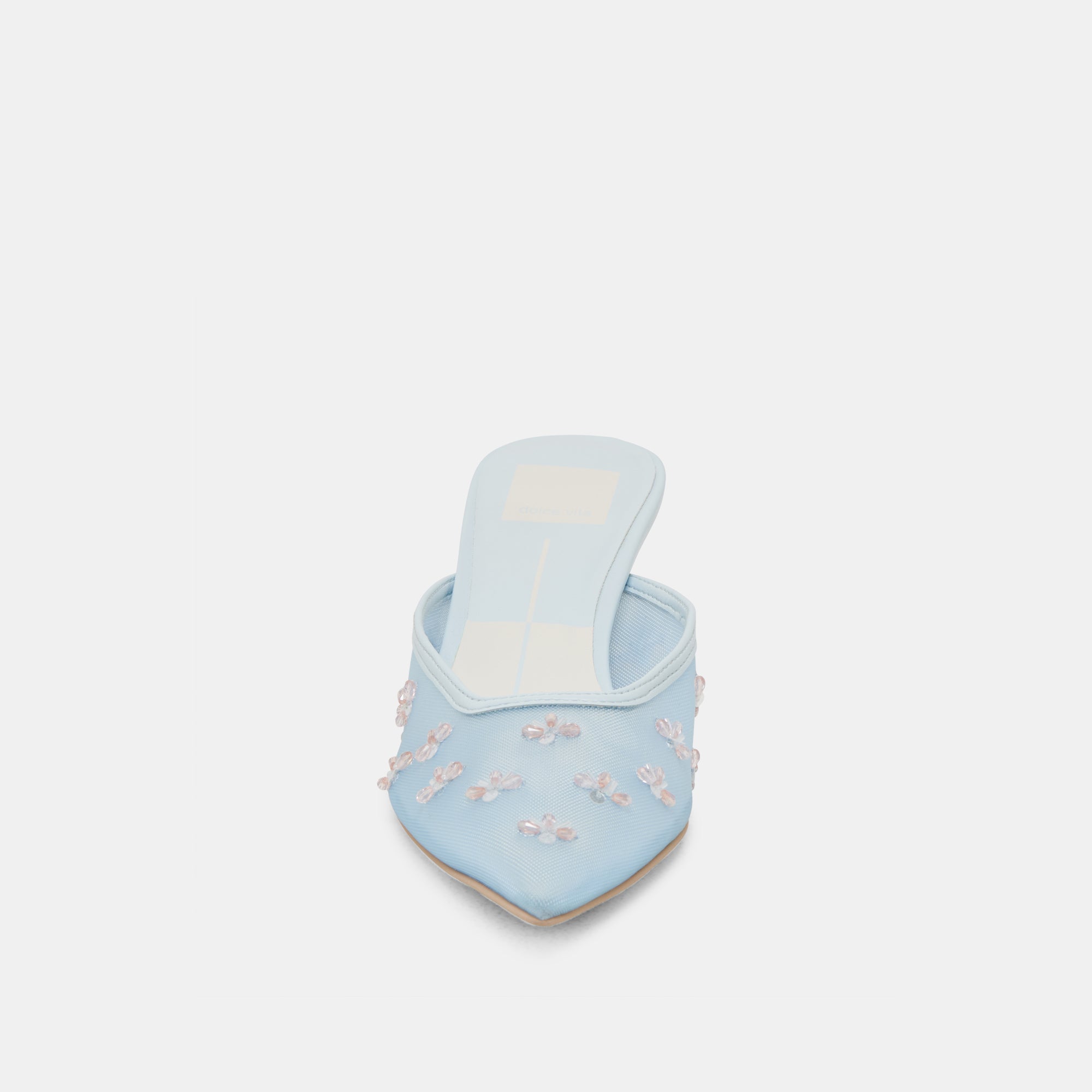 CLARA Women's Wide Heels - Ice Blue Mesh Comfortable Sandals for Summer, Beach, and Casual Outings