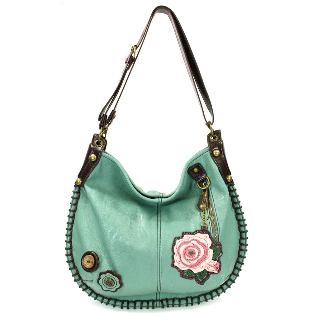 Chala Women's Casual Soft Large Shoulder Bag Crossbody Purse with Key Fob - Teal Green Color for Work, Travel & Everyday Use