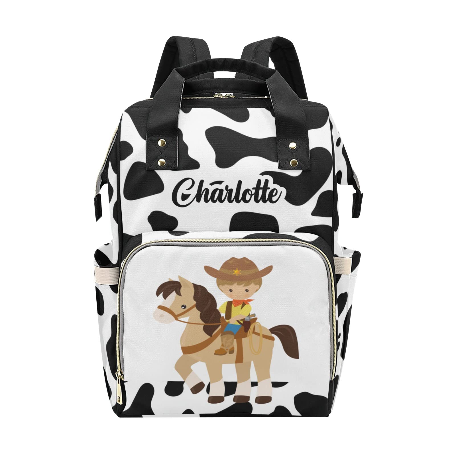 Custom Personalized Diaper Bag Backpack Tote - Unique Cowboy Design Baby Shower Gift for Moms | Perfect for Travel, Daycare & On-the-Go Parenting