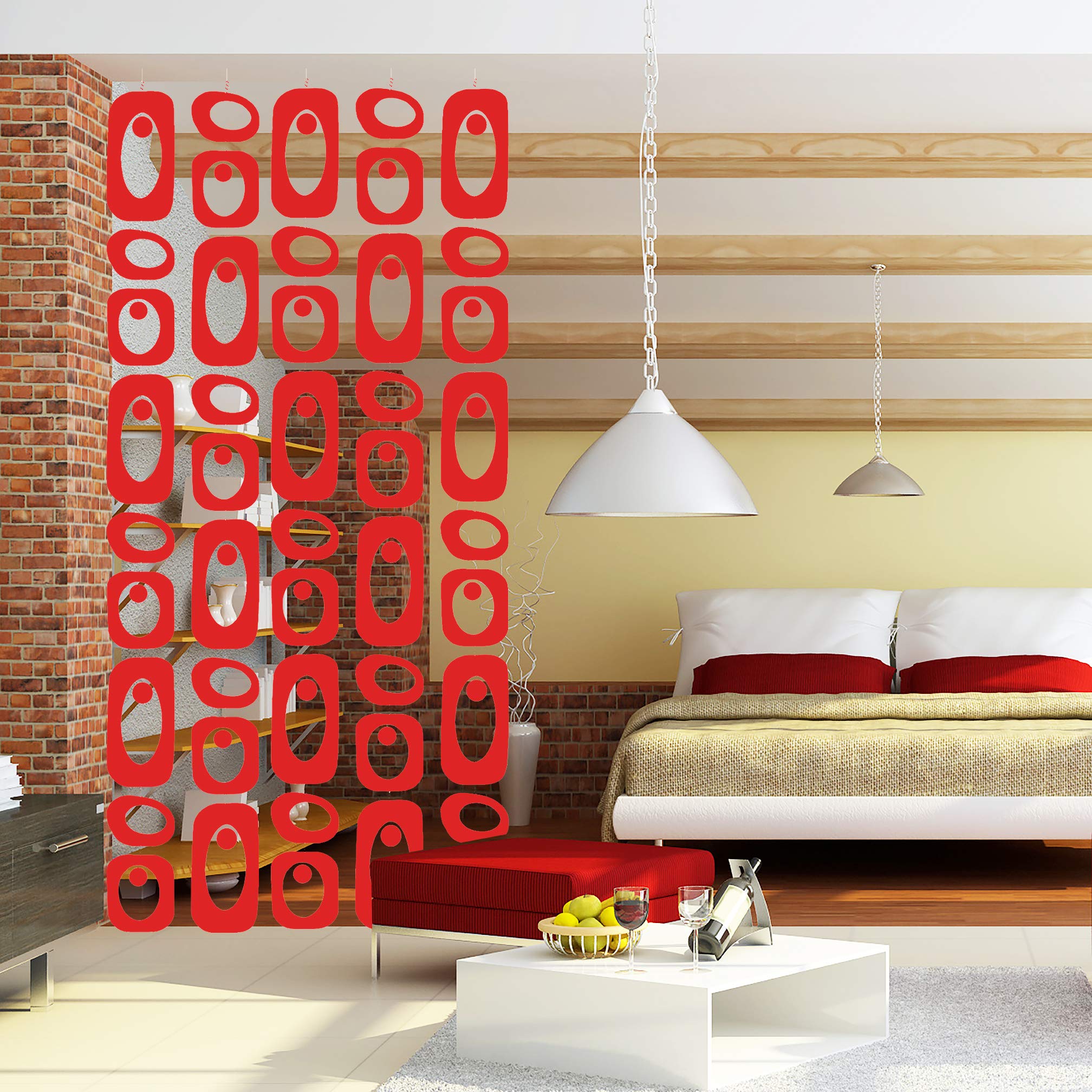 Red Beatnik DIY Room Divider Kit - Mid Century Modern Contemporary Partition for Home & Office Decor - 37”W x 70”H - Perfect for Studio Apartments, Open Floor Plans & Privacy Solutions