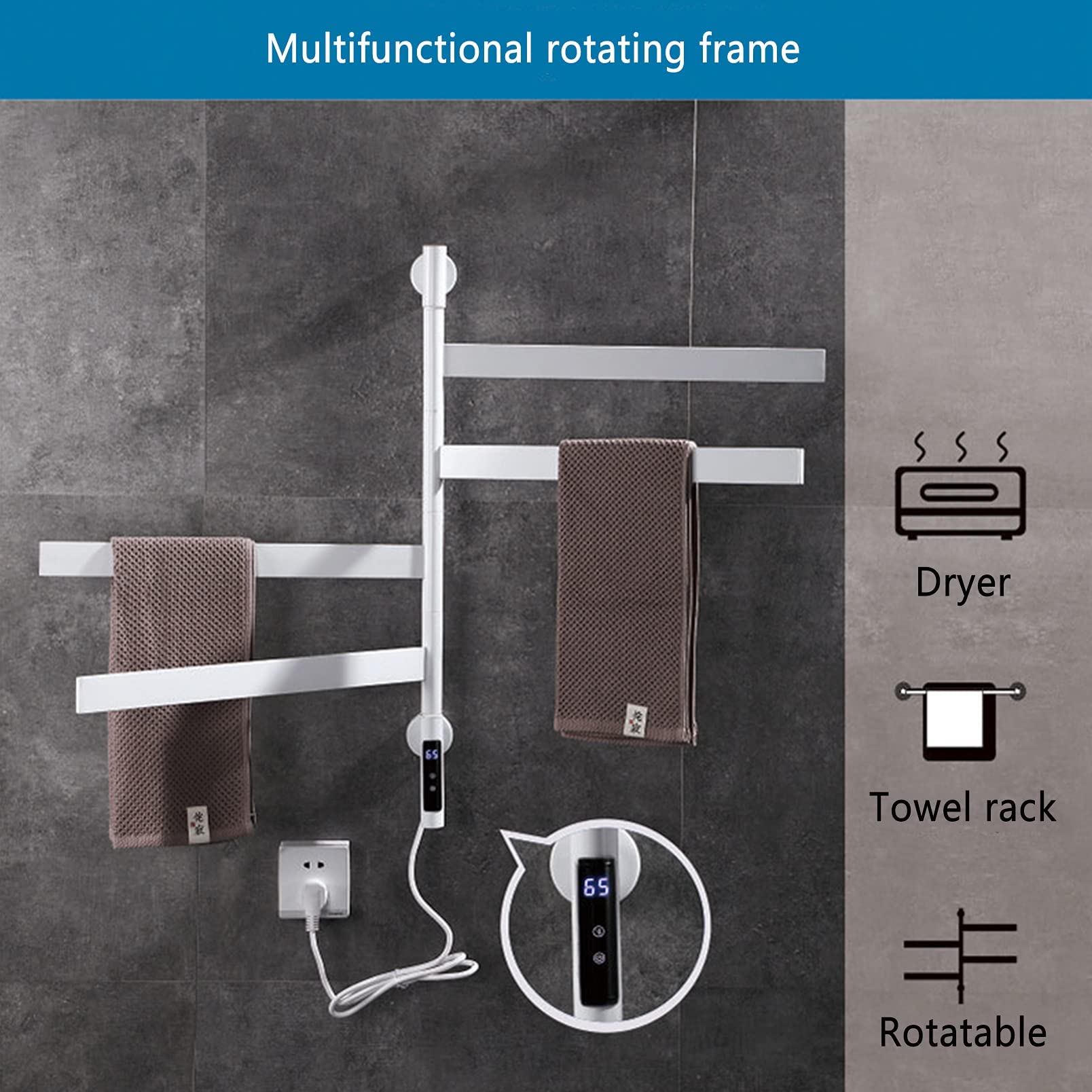 GGCG 140W Electric Heated Towel Warmer Rack - 4 Bar Stainless Steel Thermostatic Towel Warmer & Drying Rack for Bathroom, Wall Mounted Shower Holder (White) | Perfect for Spa-Like Luxury, Guest Bathrooms & Cozy Winter Mornings