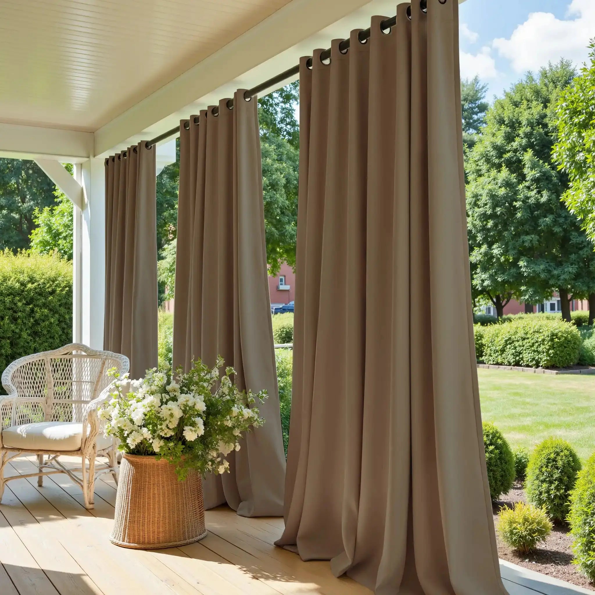 Premium Solid Acrylic Outdoor Curtains - Waterproof & UV Resistant Patio Drapes for Porch, Deck, and Poolside Privacy - Heavy Duty Weatherproof Window Treatments for Sun Protection and Decoration