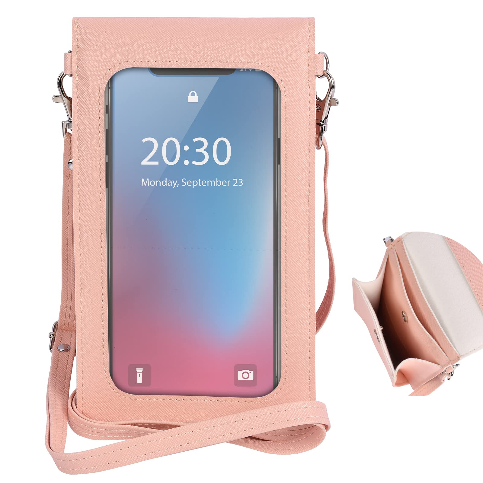 Ansxiy Pink Touchscreen Phone Purse Crossbody Bag for Women - Stylish RFID Blocking Wallet with Wrist Strap (Black) | Perfect for Shopping, Travel & Everyday Use